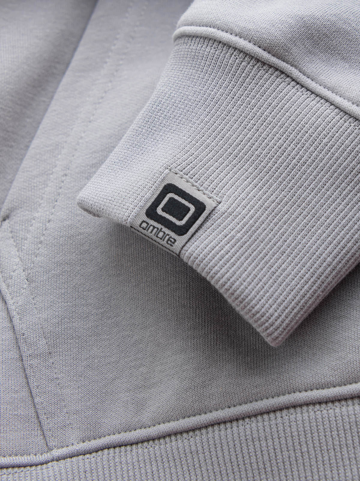 Ombre Men's unbuttoned sweatshirt with hood and patch - grey