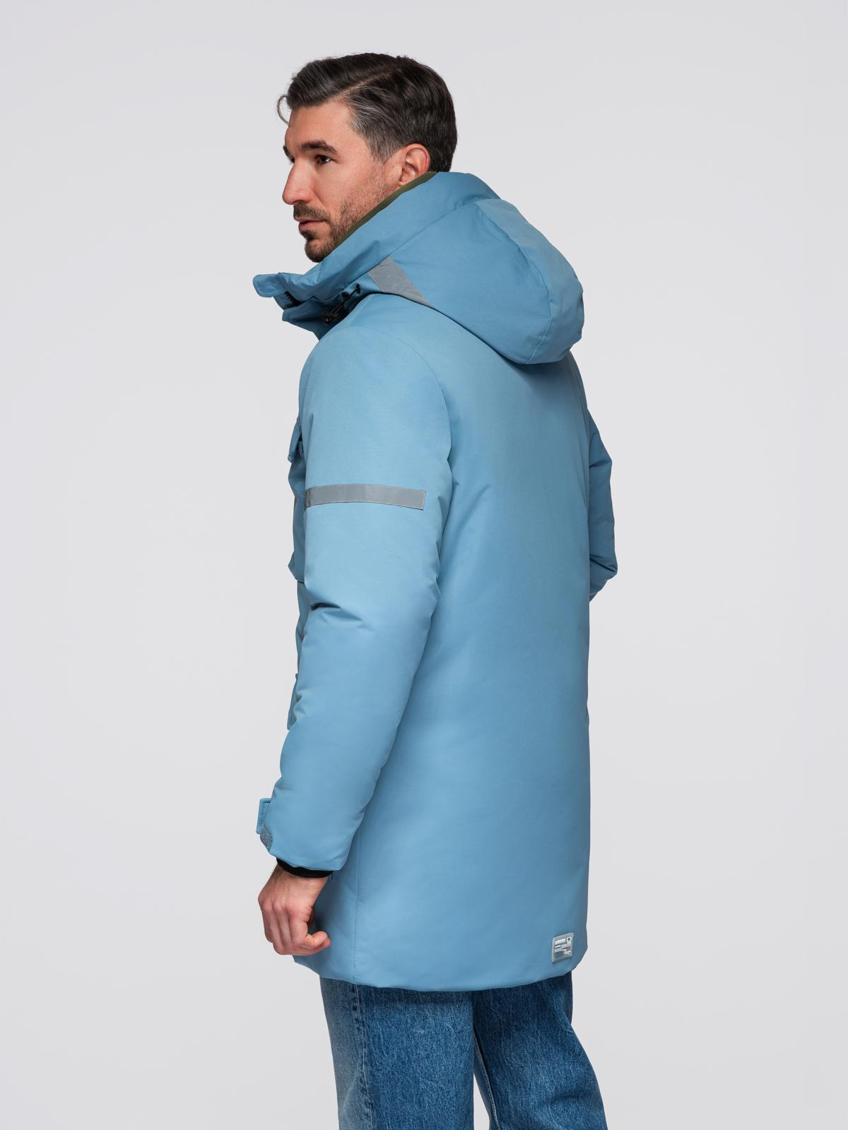 Ombre Insulated long men&#039;s jacket with reflective elements - blue