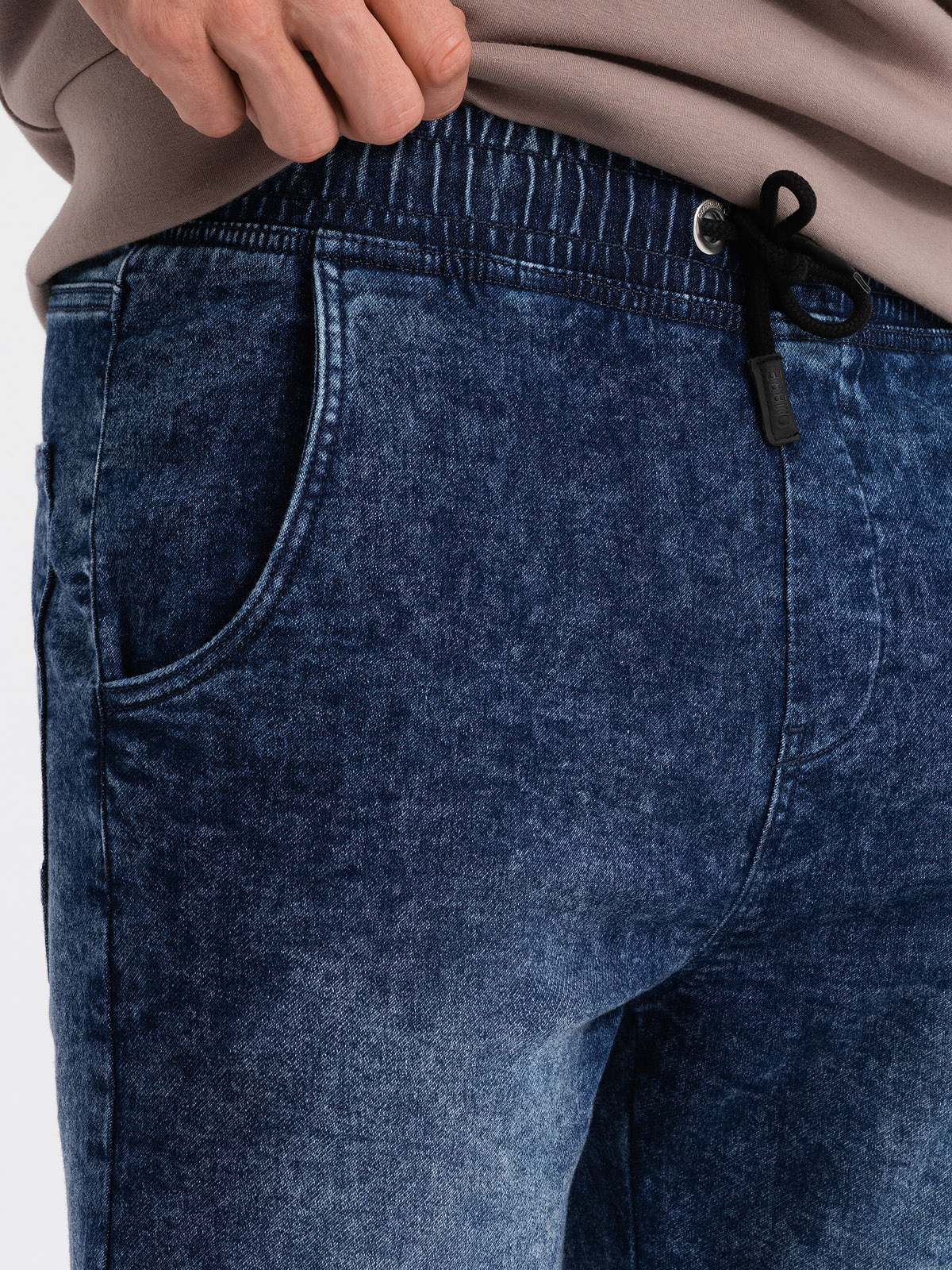 Ombre Men's marbled denim JOGGERY pants - dark blue