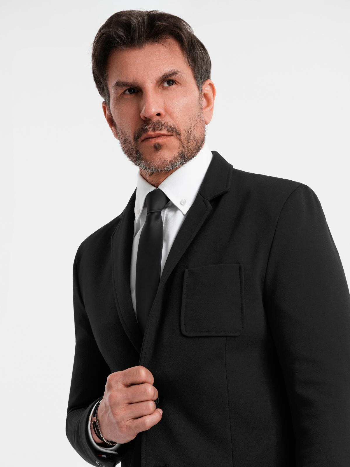 Ombre Men's SLIM knit jacket with subtle texture - black