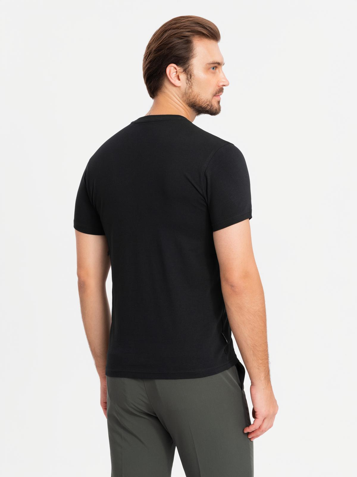 Ombre Men's SLIM FIT T-shirt with round neckline and logo - black