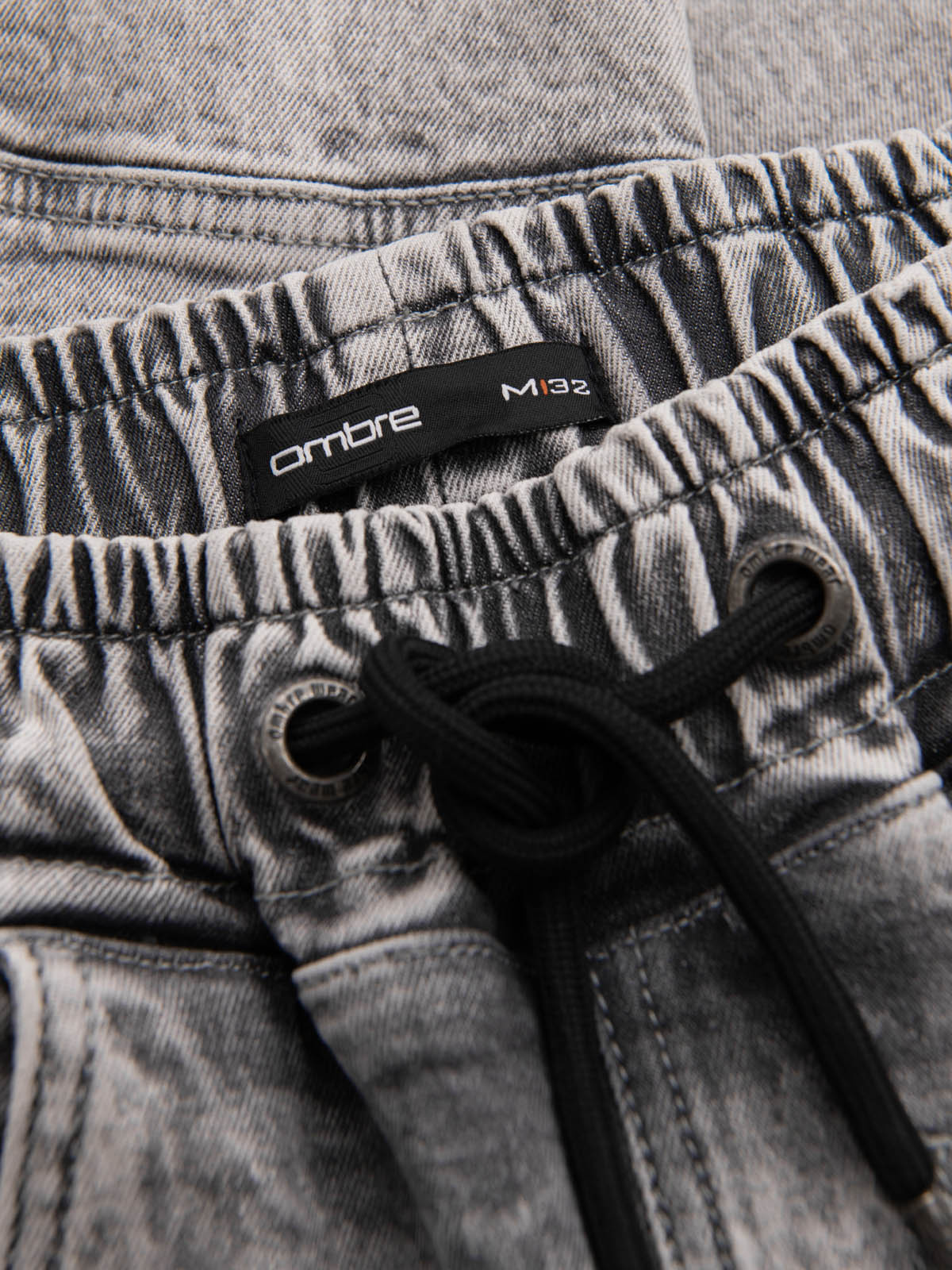Ombre Men&#039;s denim jogger pants with rips and zippers - gray