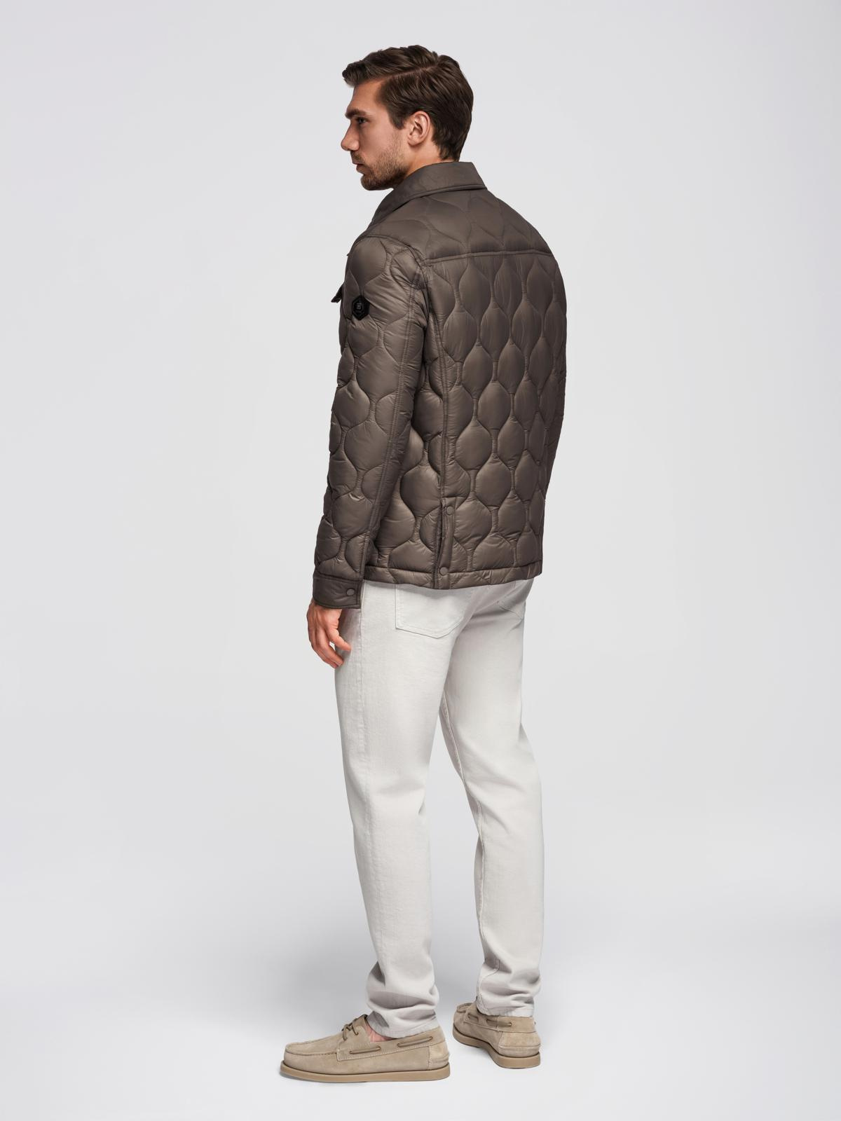 Ombre Men&#039;s quilted jacket in shirt cut - khaki