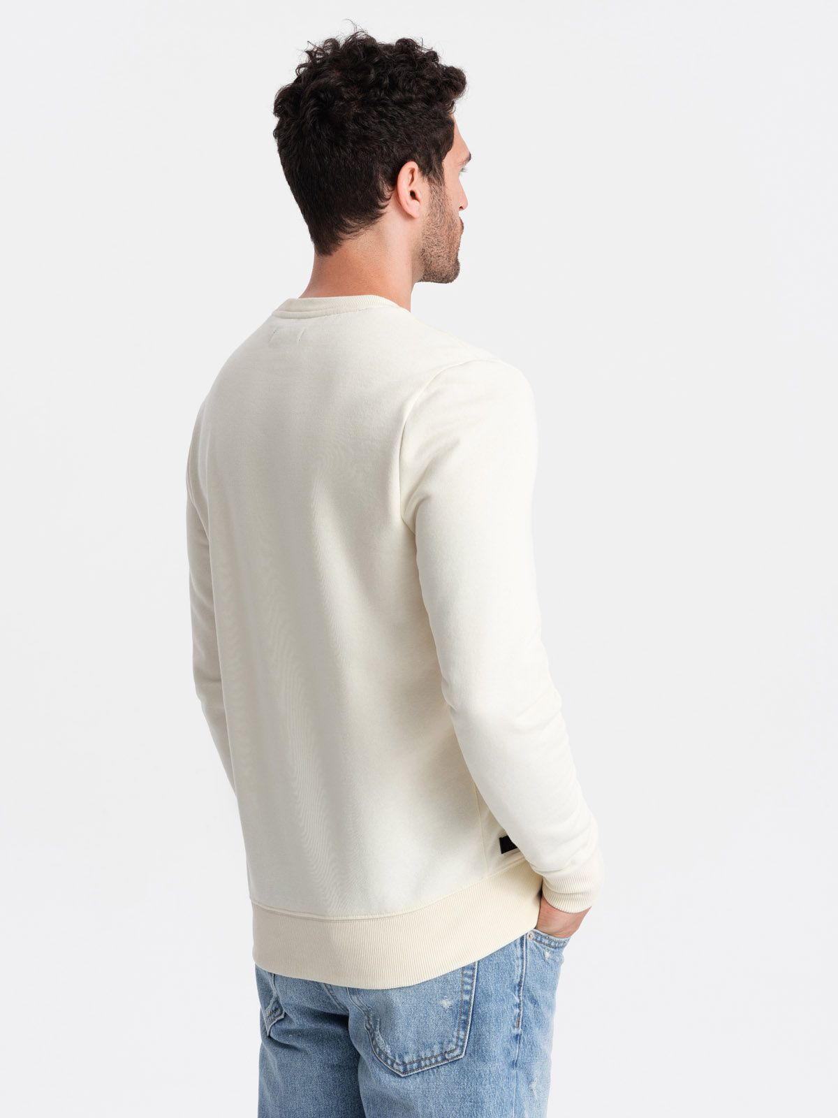 Ombre BASIC men&#039;s non-stretch cotton sweatshirt - cream