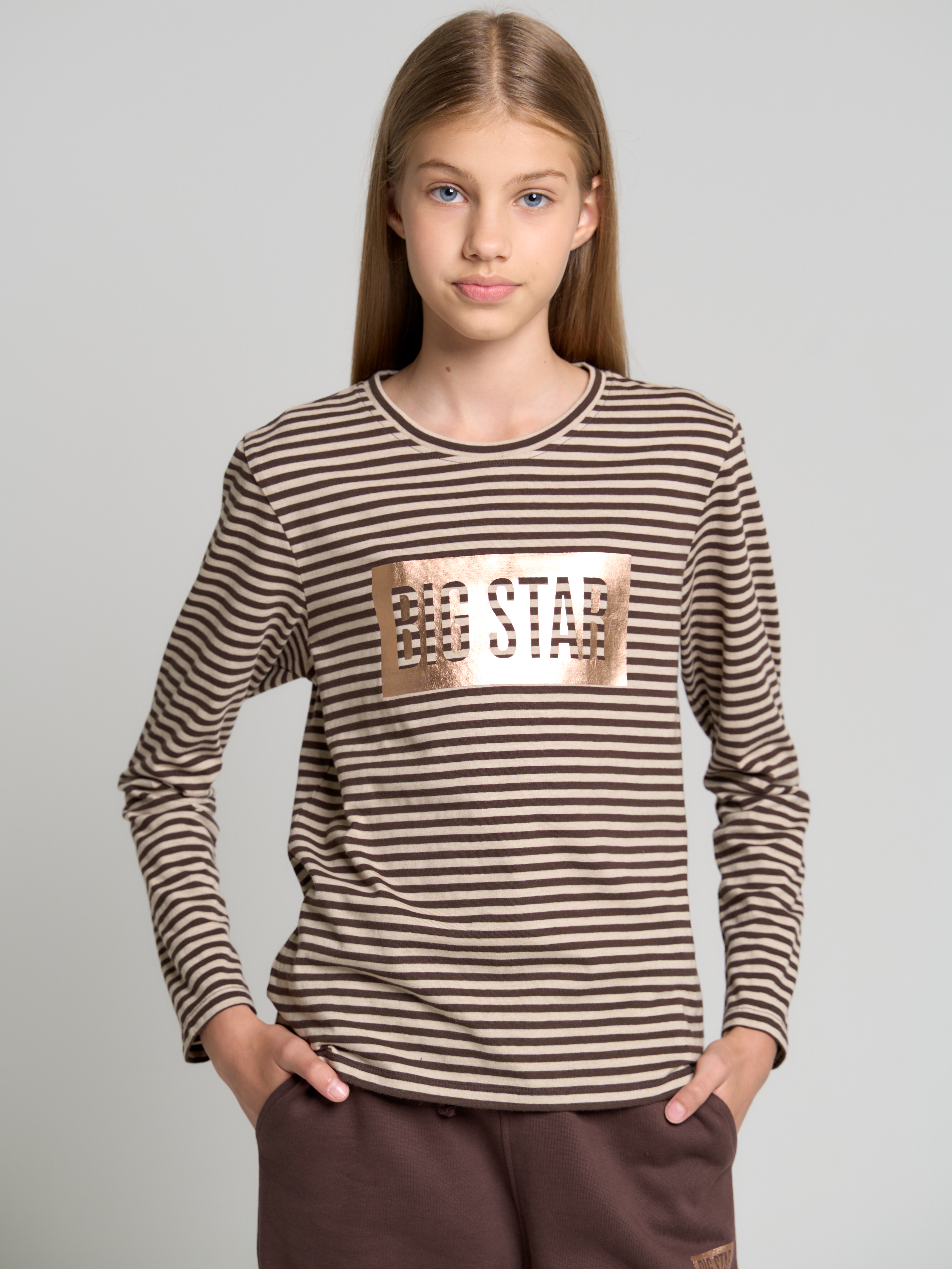 Big Star Kids′s T-shirt 180051-804 Dark Brown/Light Brown - hnedá