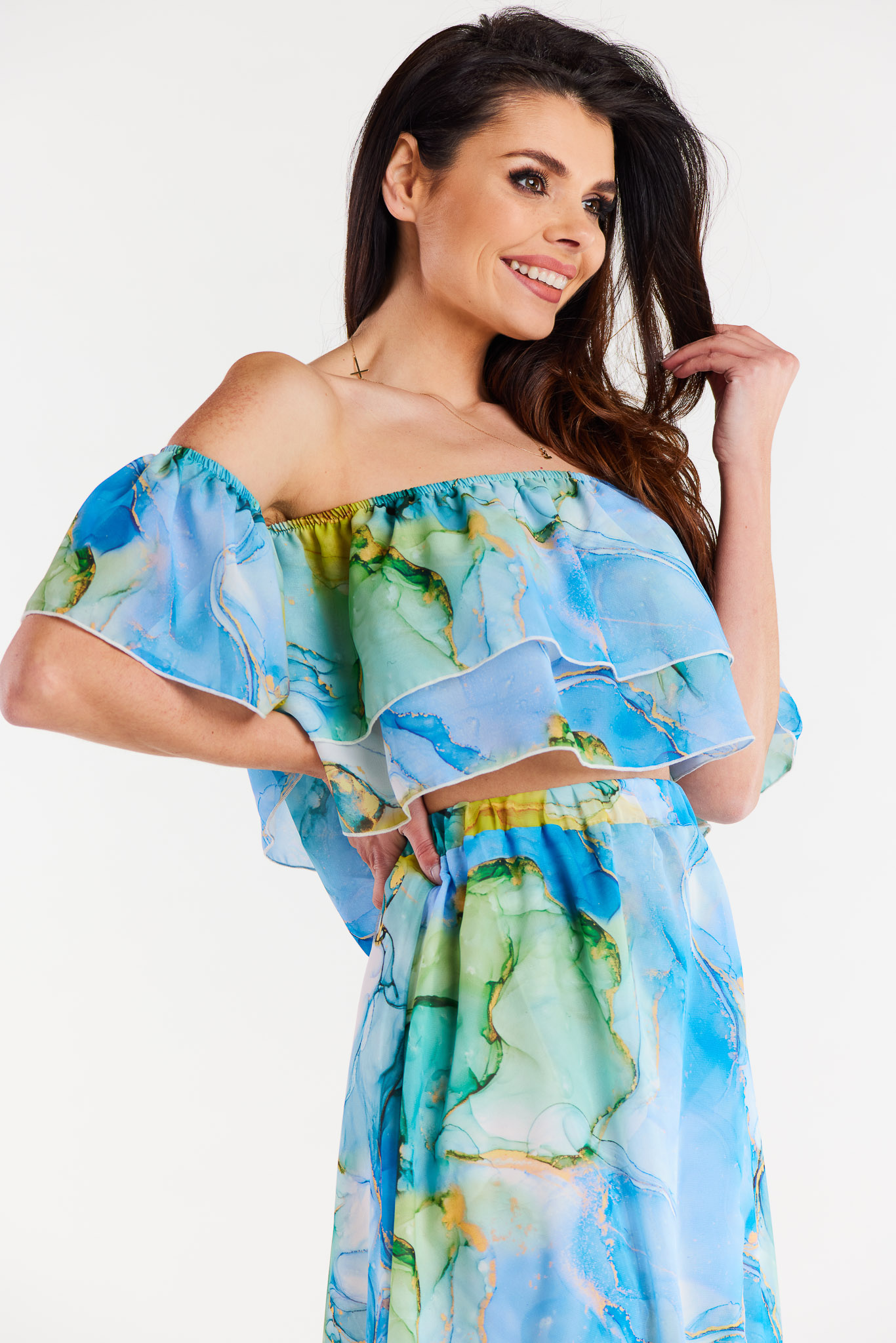 Awama Woman's Blouse A511 Blue/Pattern