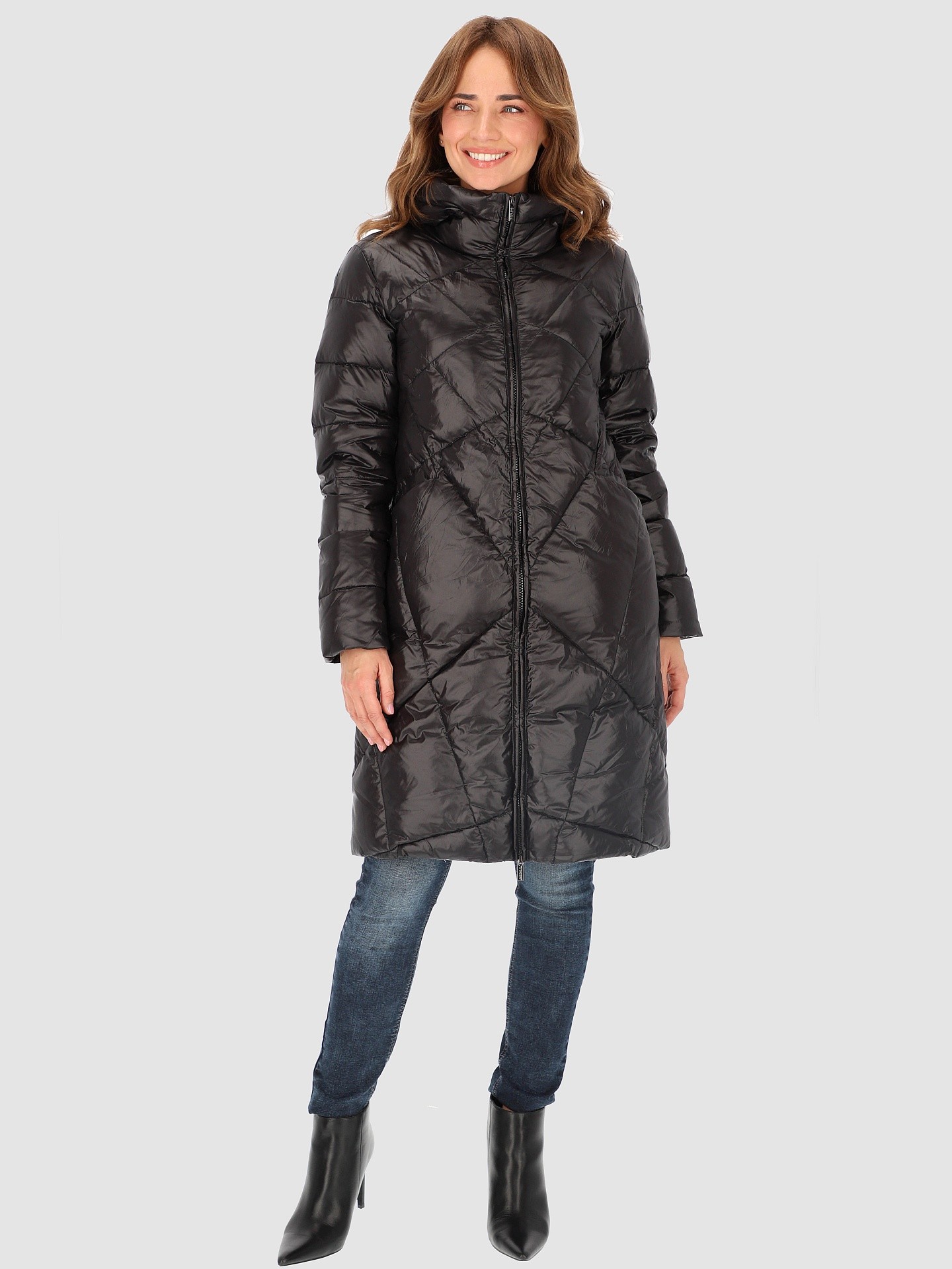 PERSO Woman's Quilted women's real down jacket with a zipper