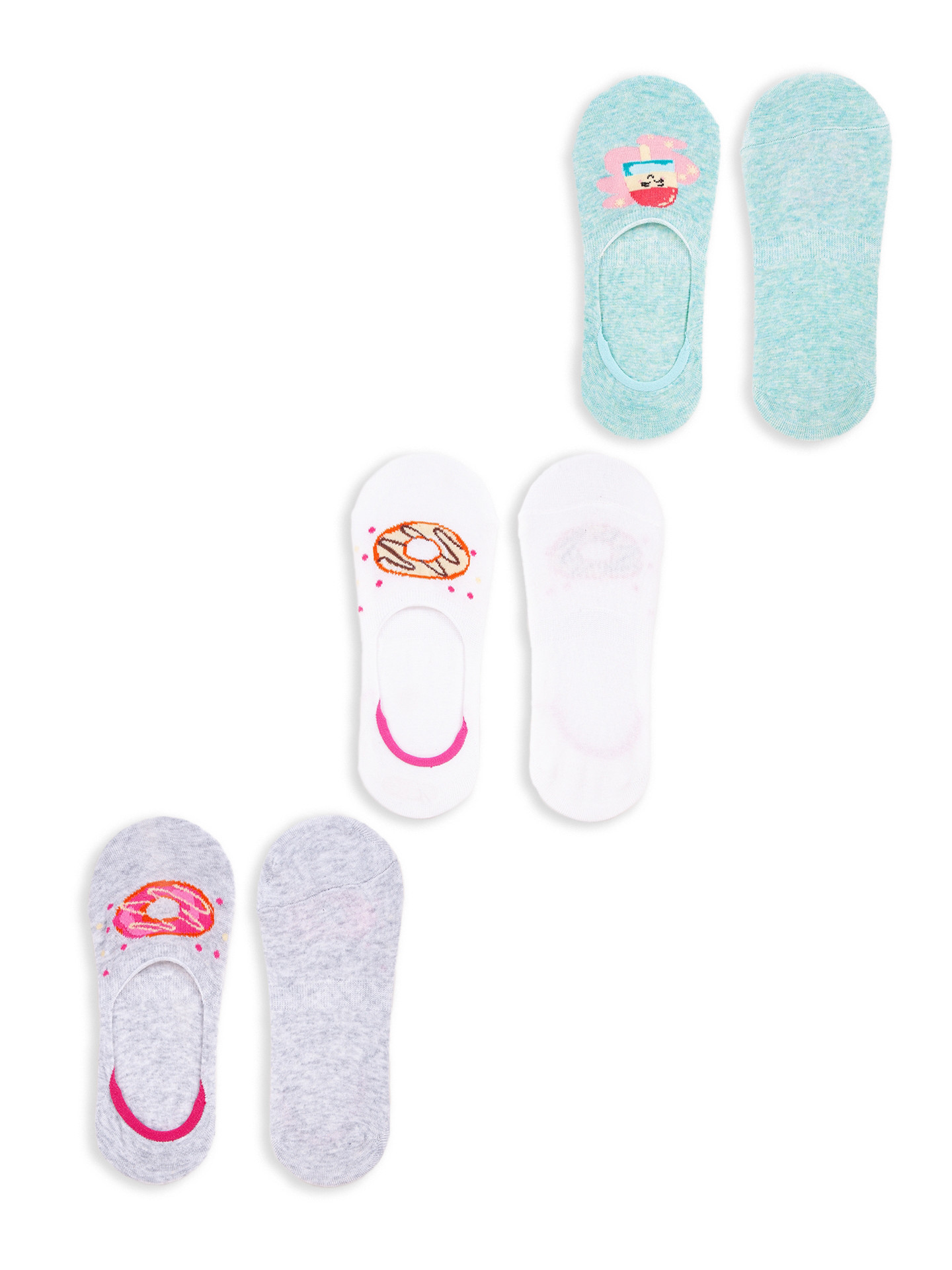 Levně Yoclub Kids's Girls' Ankle No Show Boat Socks Patterns 3-pack SKB-44/3PAK/GIR/001