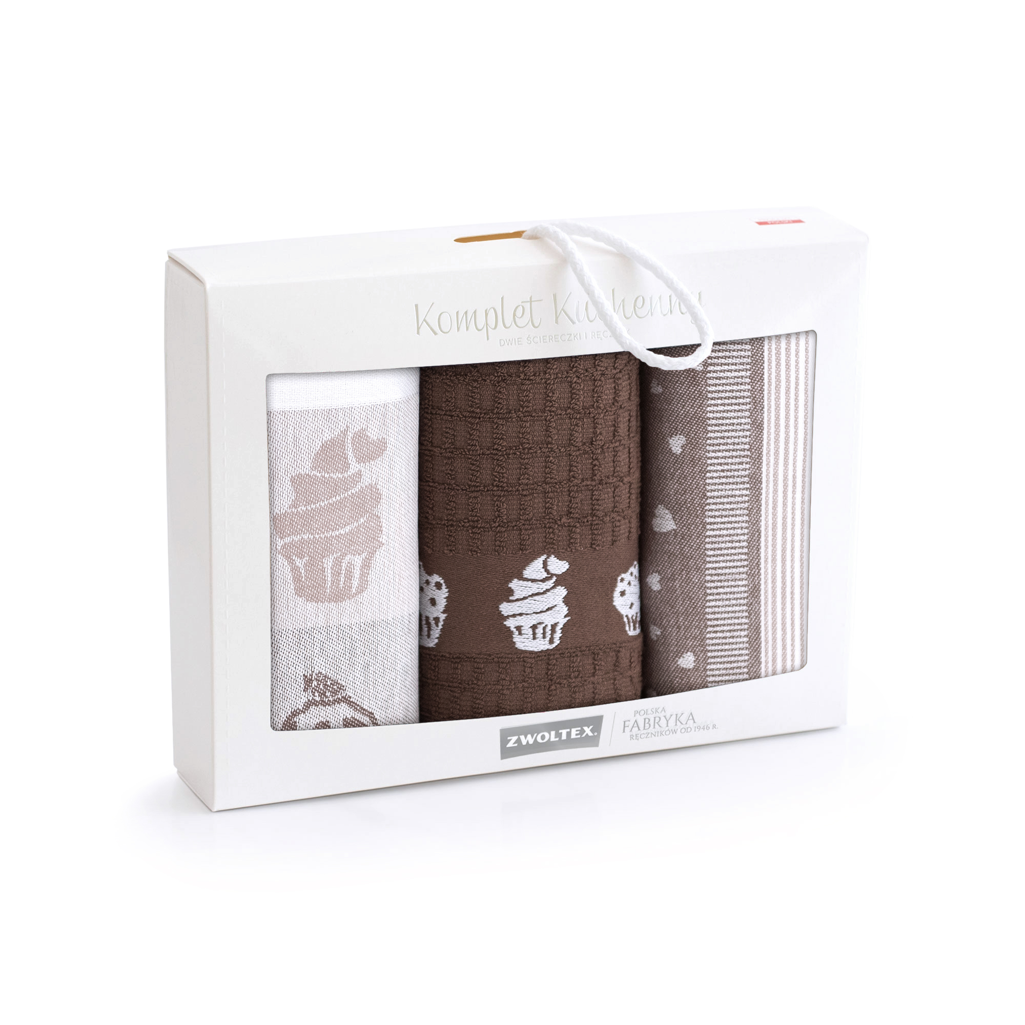 Zwoltex Unisex's Kitchen Towel Set Muffin 2 Brown/Beige/Pattern