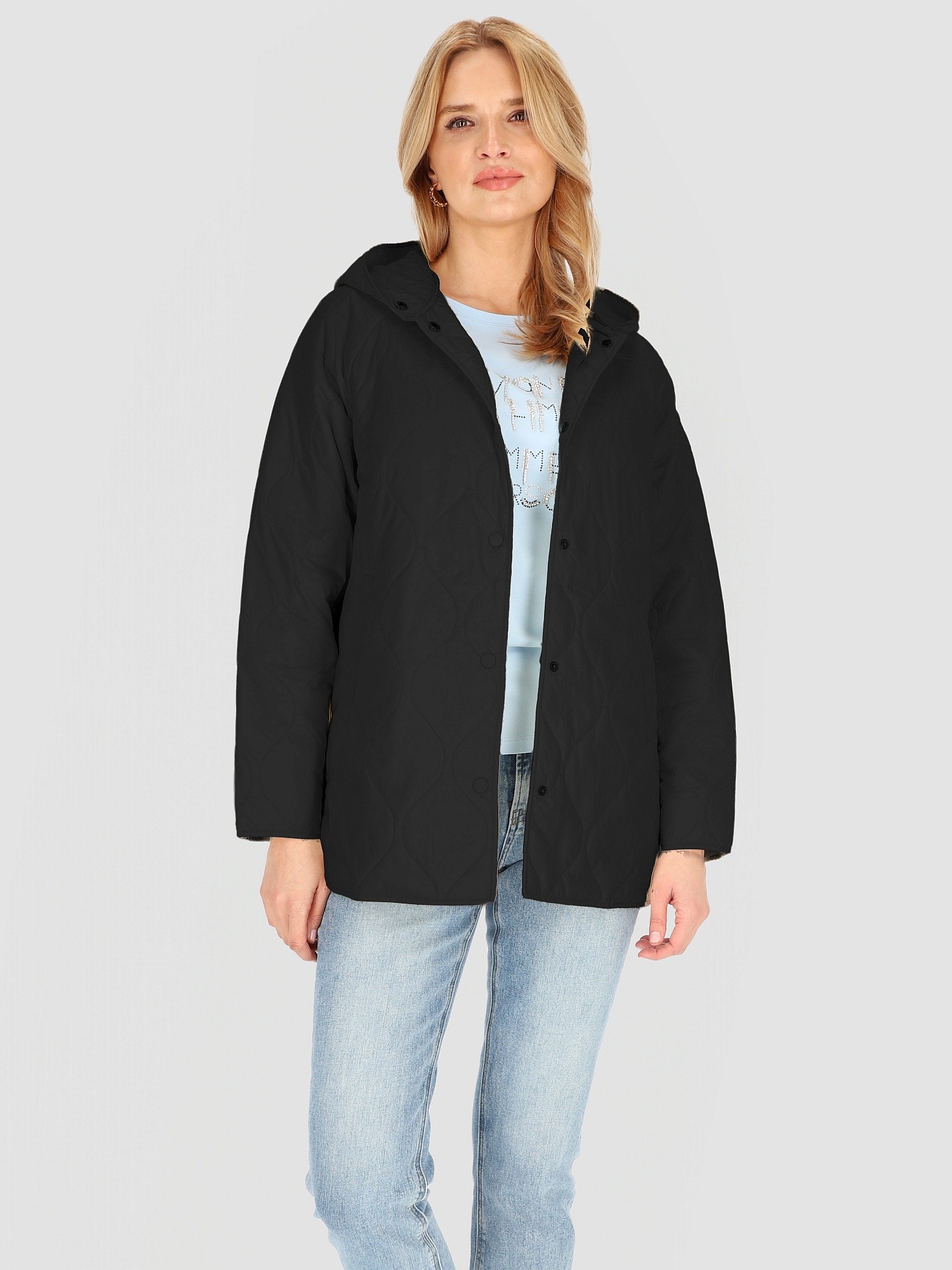 Дамско ватирано преходно яке с качулка