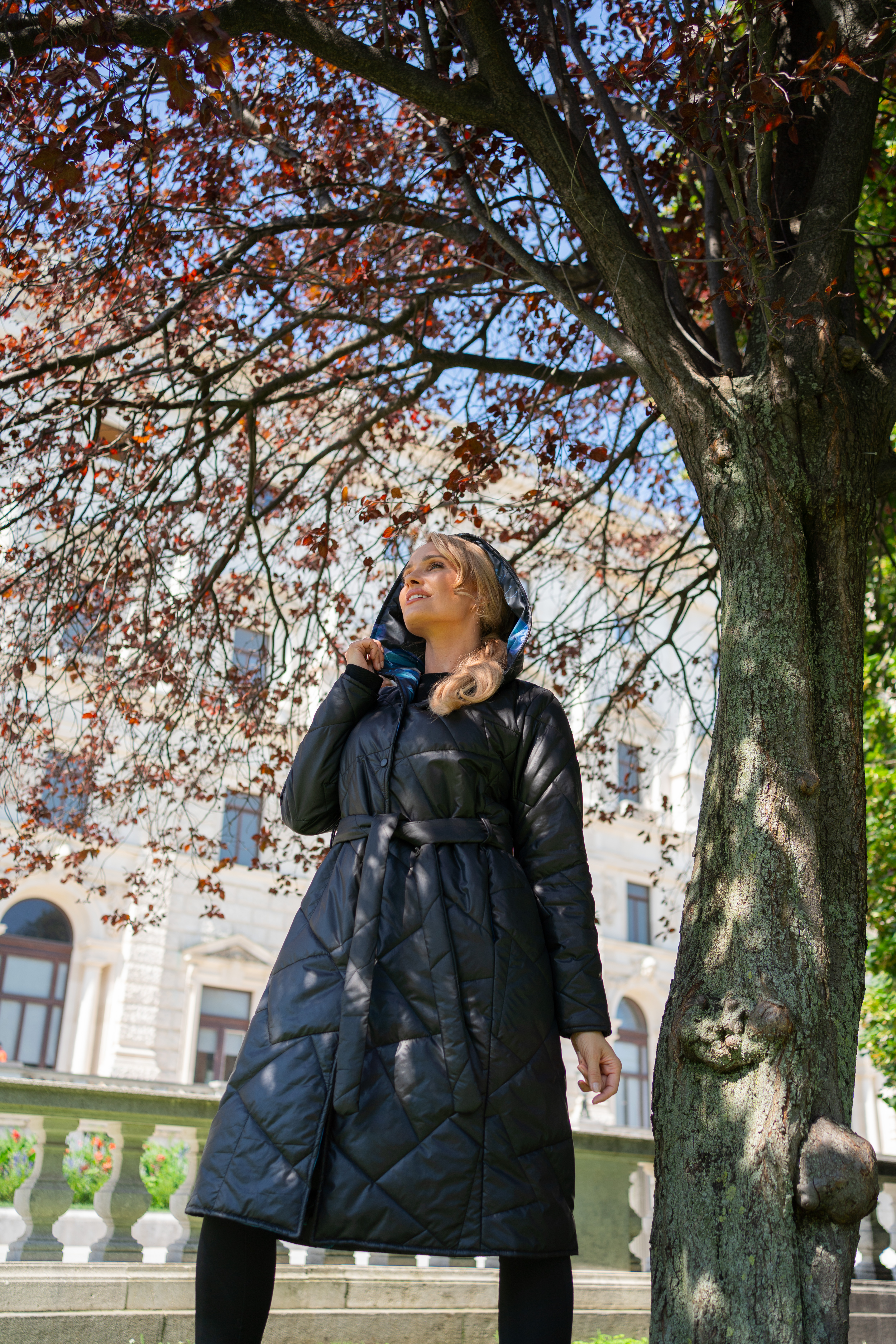 Awama Woman's Coat A686 Navy Blue