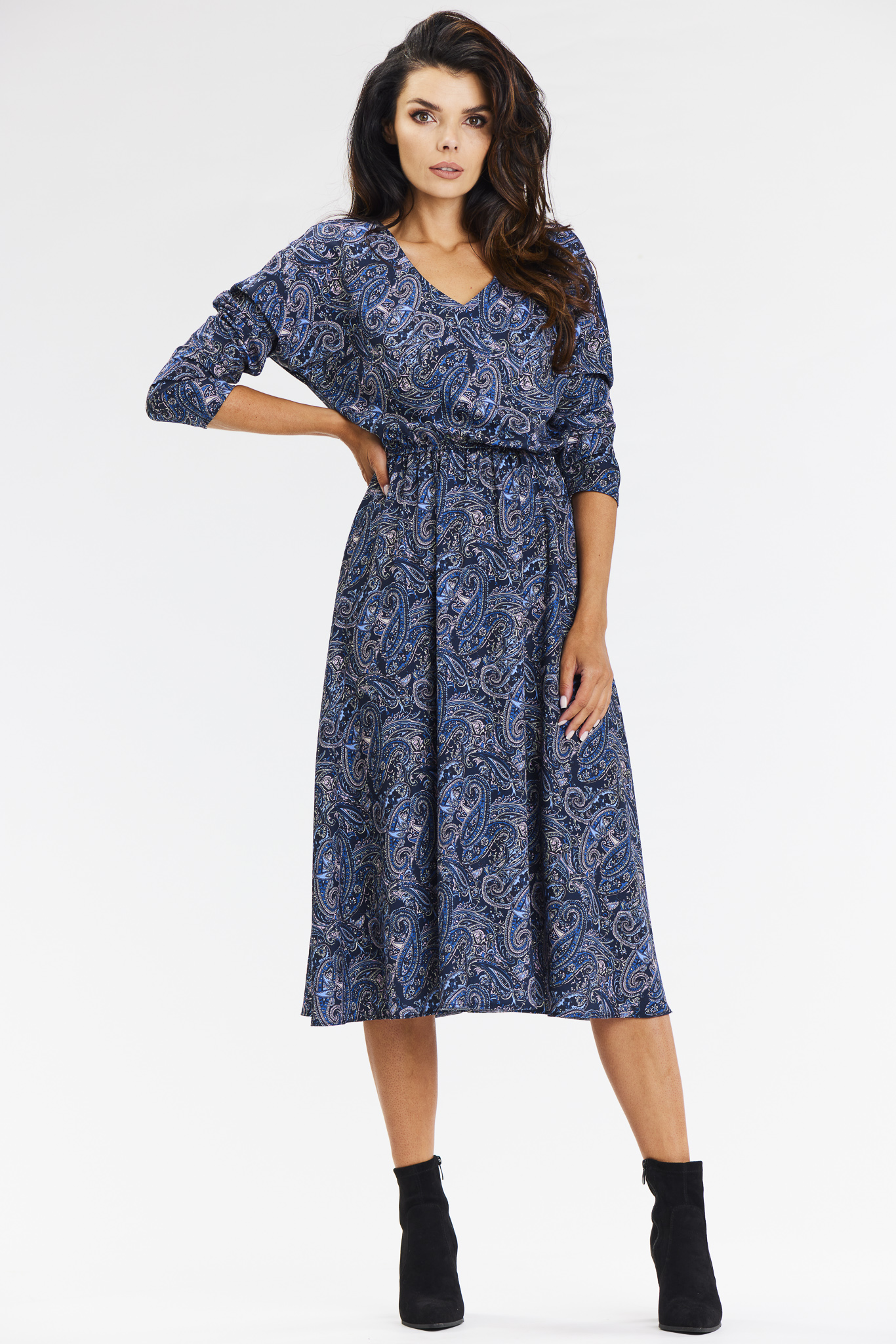 Awama Woman's Dress A666 Navy Blue