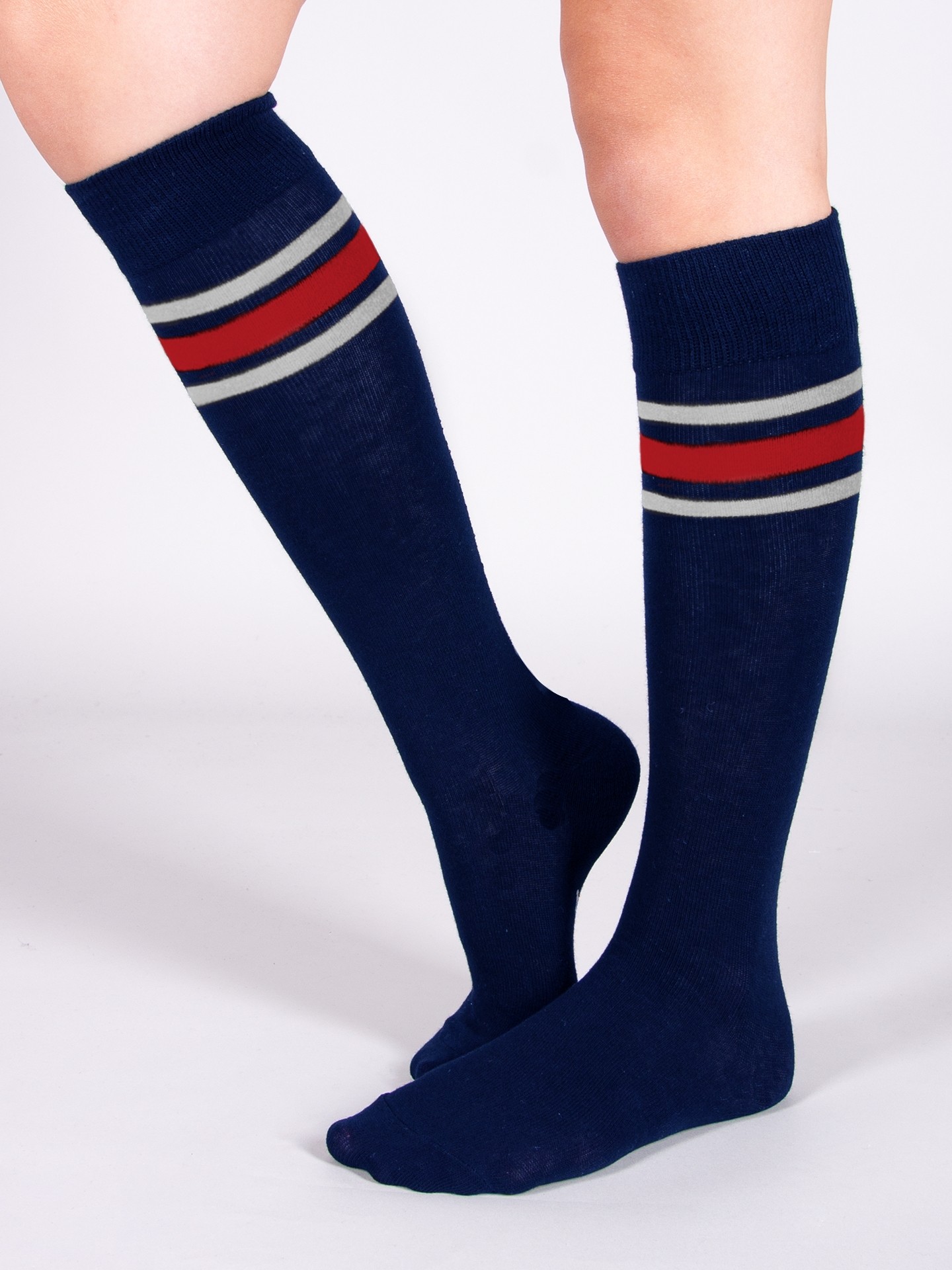 Levně Yoclub Kids's Girl's Cotton Knee-high Socks SKA-0048G-AA00-003 Navy Blue