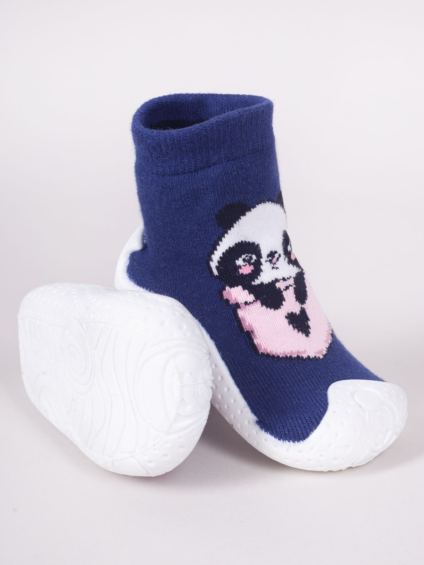 Levně Yoclub Kids's Baby Girls' Anti-Skid Socks With Rubber Sole P2 Navy Blue