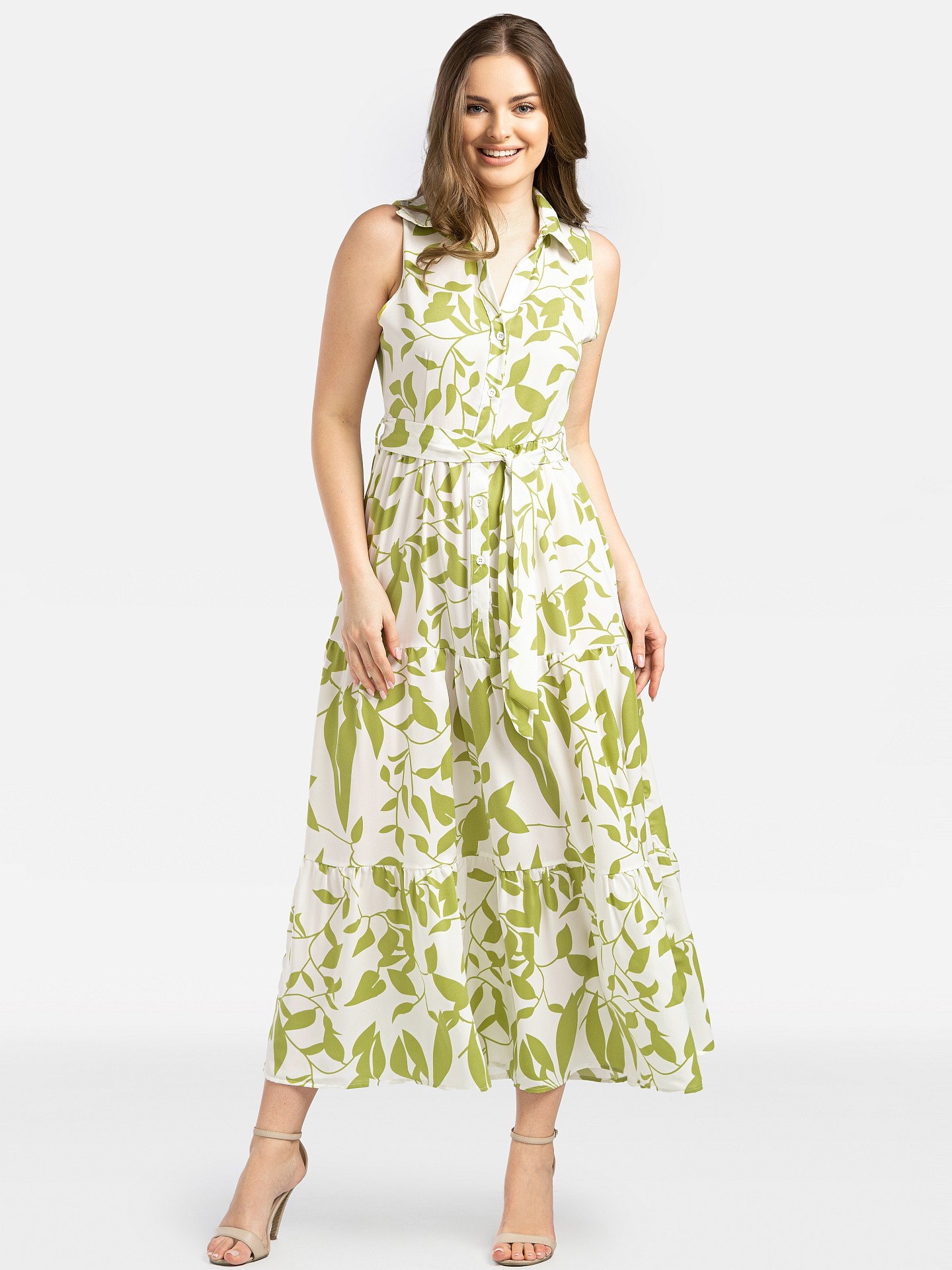 Дамска дълга рокля без ръкави с връзки