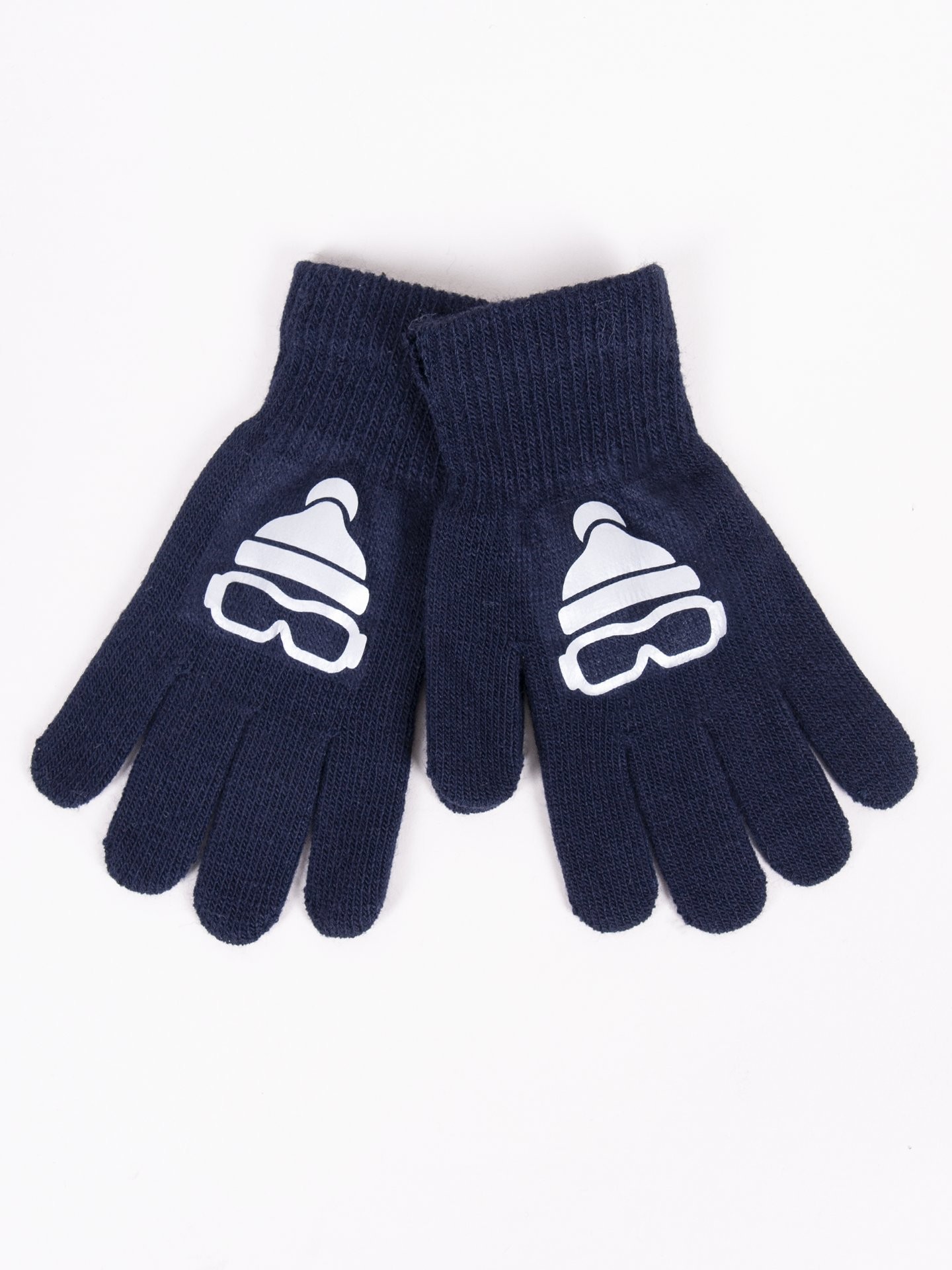 Levně Yoclub Kids's Boys' Five-Finger Gloves With Reflector RED-0237C-AA50-006 Navy Blue
