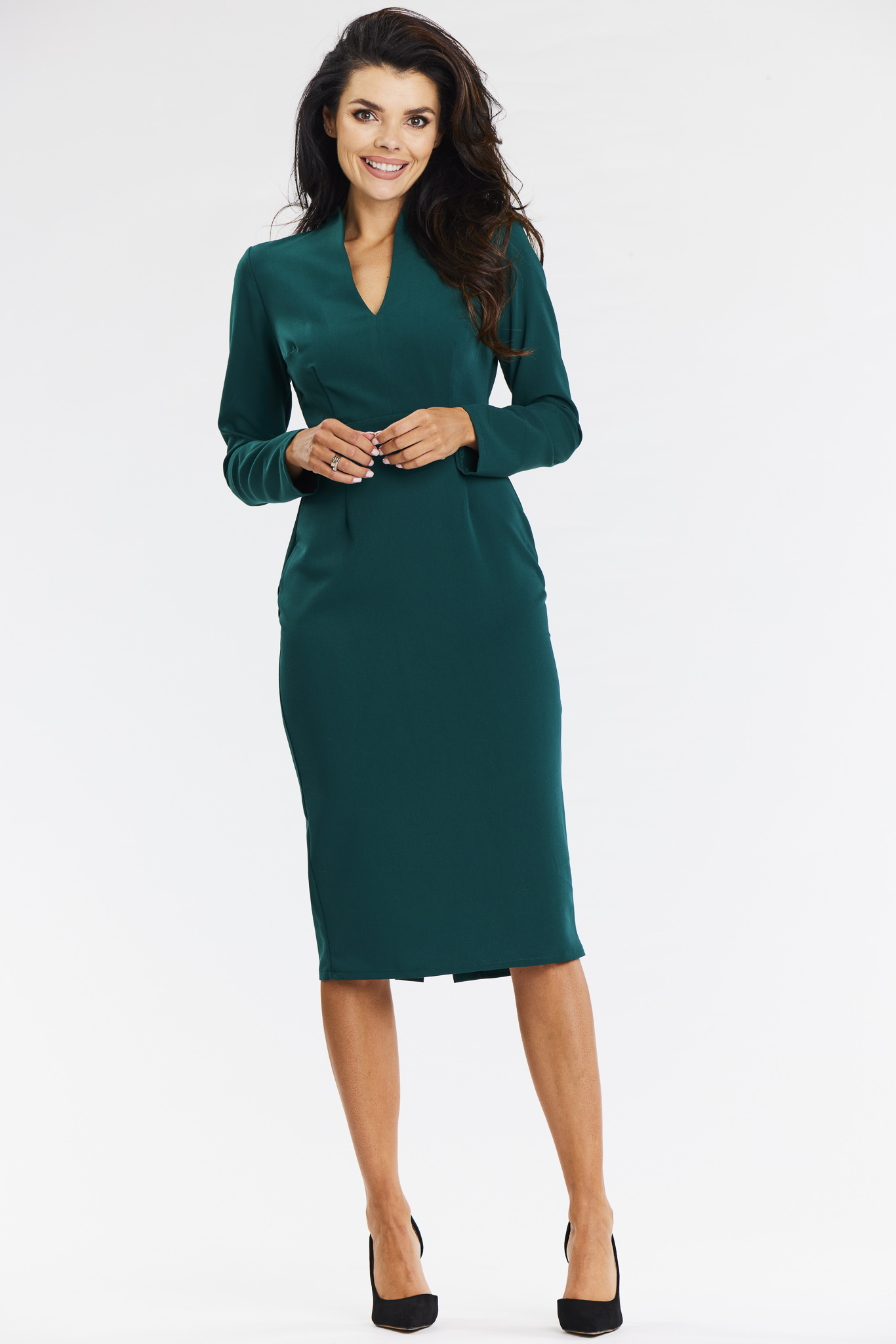 Awama Woman's Dress A667 Bottle Green