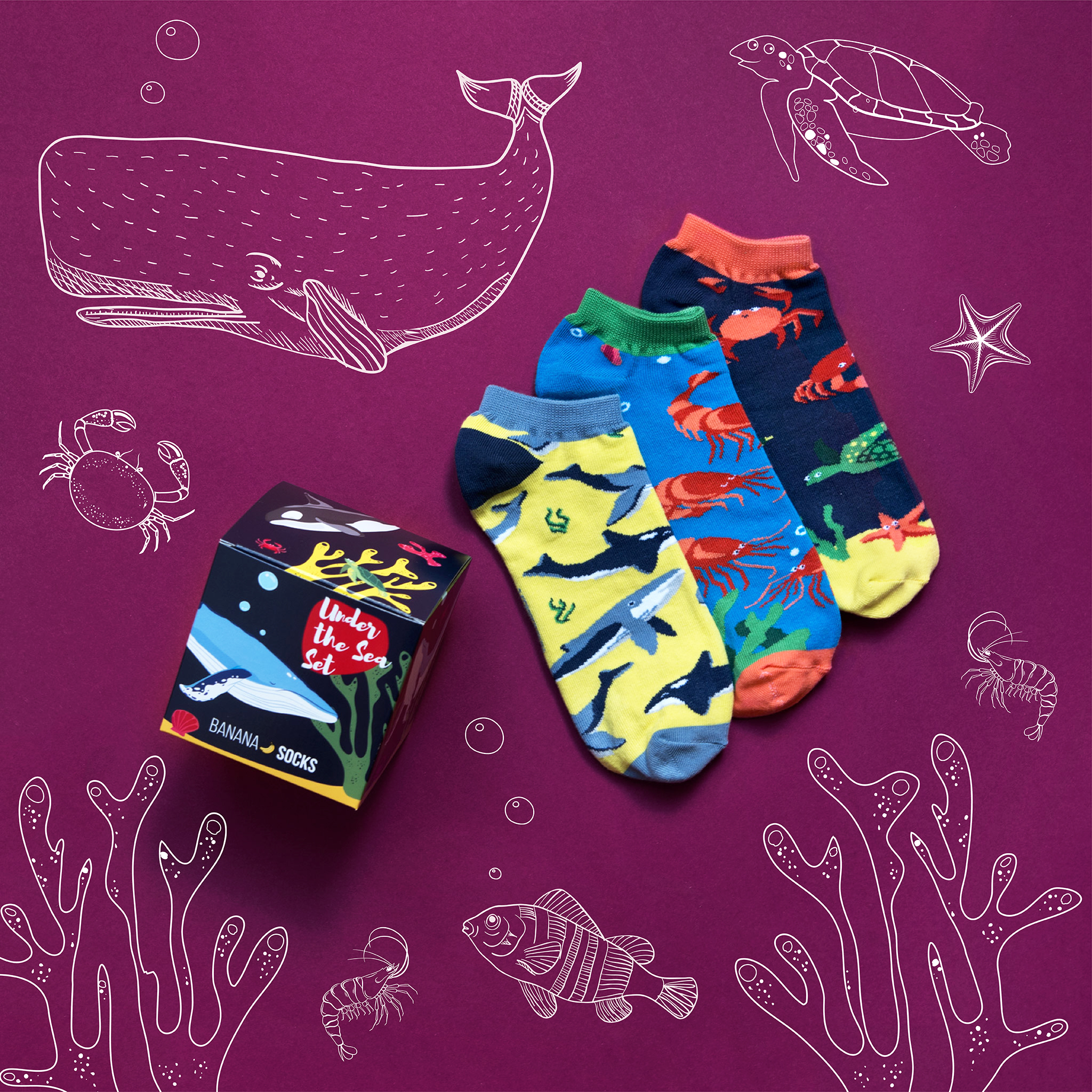 Levně Banana Socks Unisex's Socks Set Under The Sea
