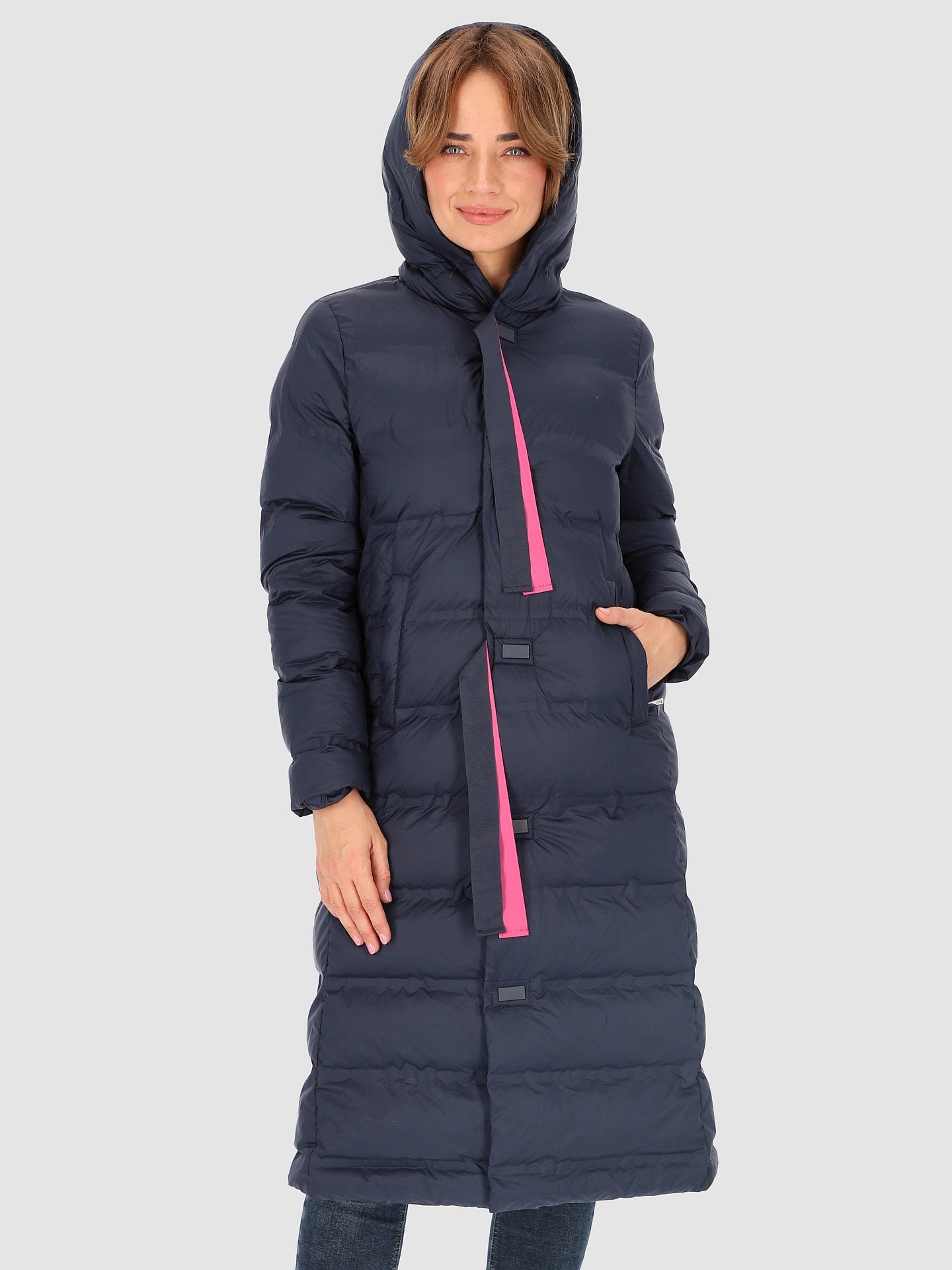 PERSO Woman's Long insulated women's coat with a hood