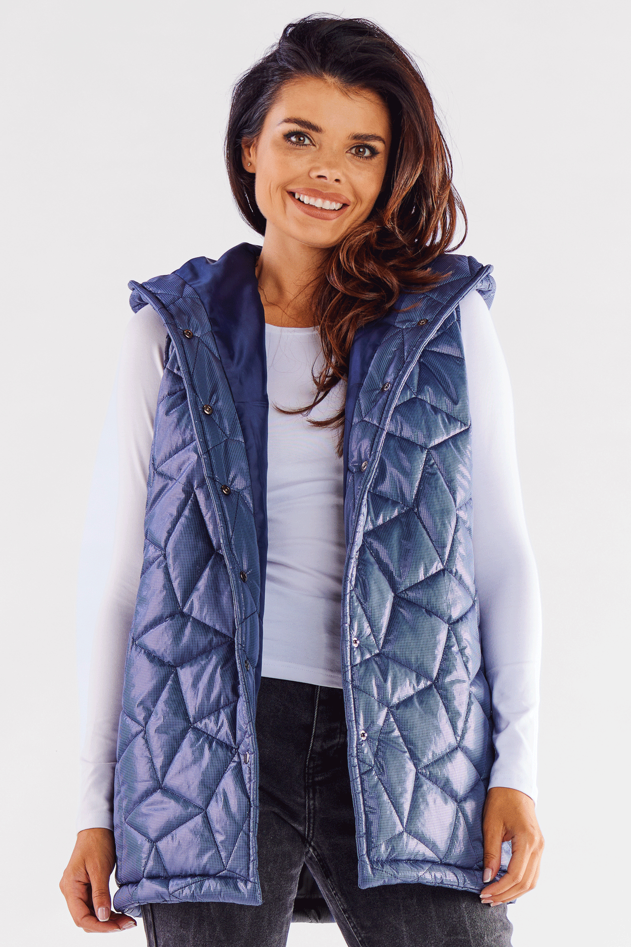 Awama Woman's Vest A539 Navy Blue