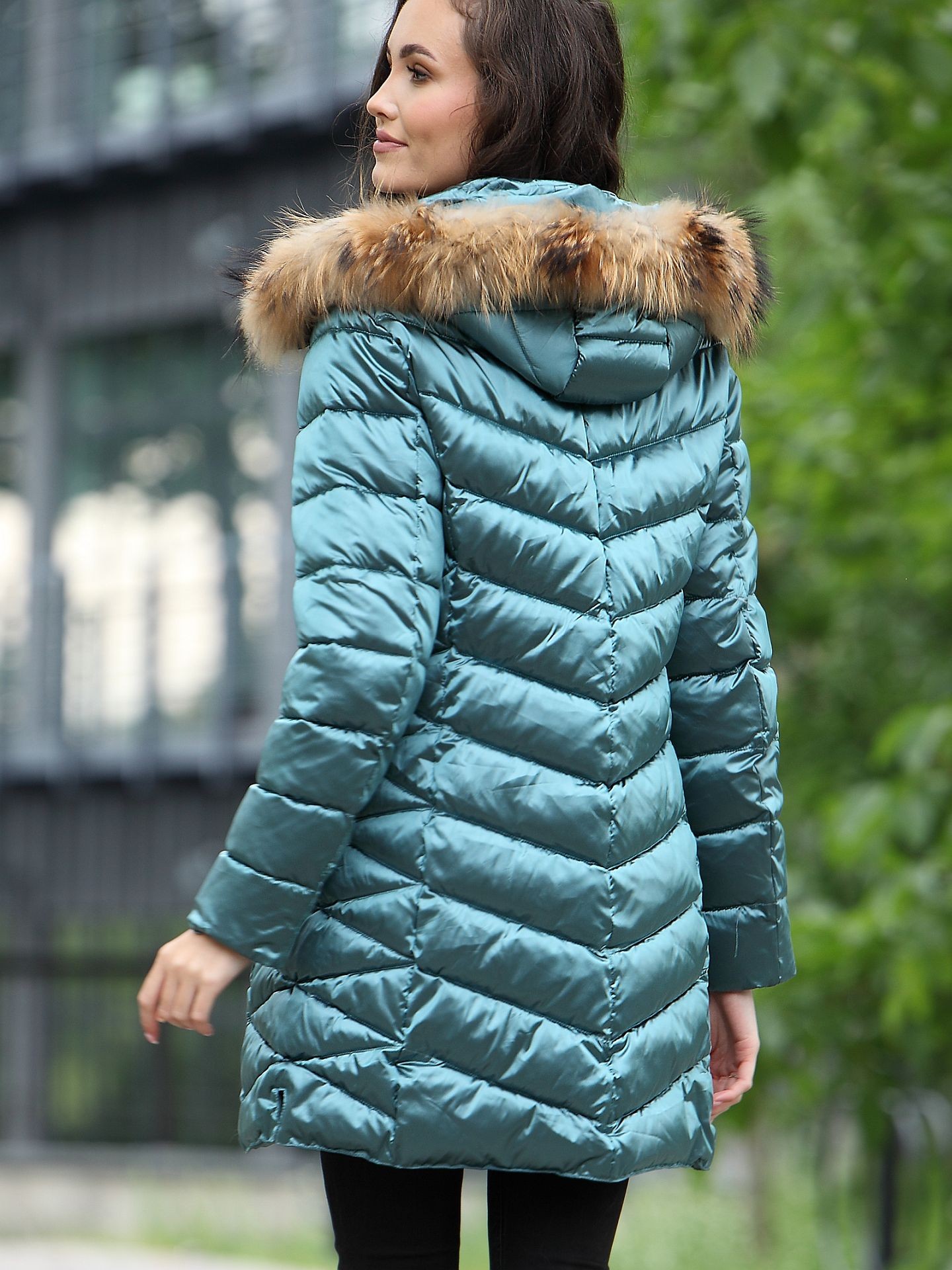 PERSO Woman's Women's winter jacket with natural fur on the hood,casual style