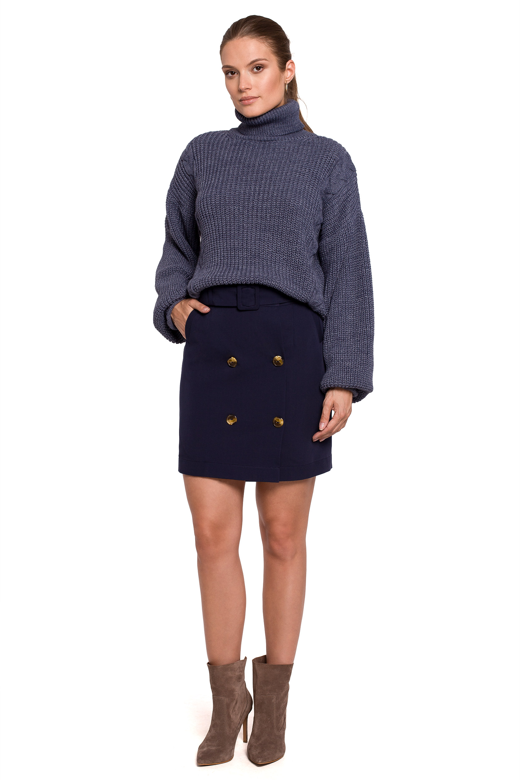 Makover Woman&#039;s Skirt K113 Navy Blue