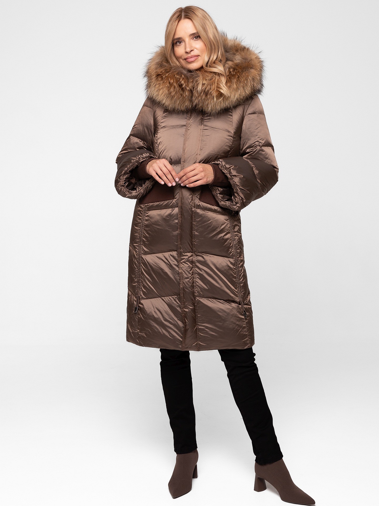 Дамско ватирано яке с естествена кожа