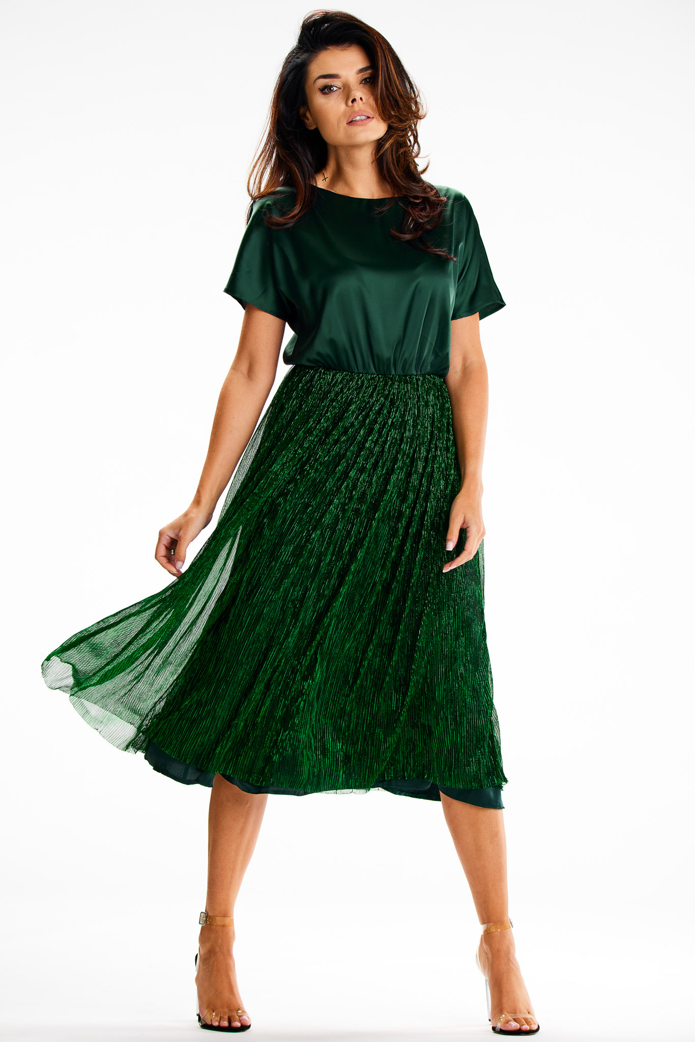 Awama Woman's Dress A627 Bottle Green