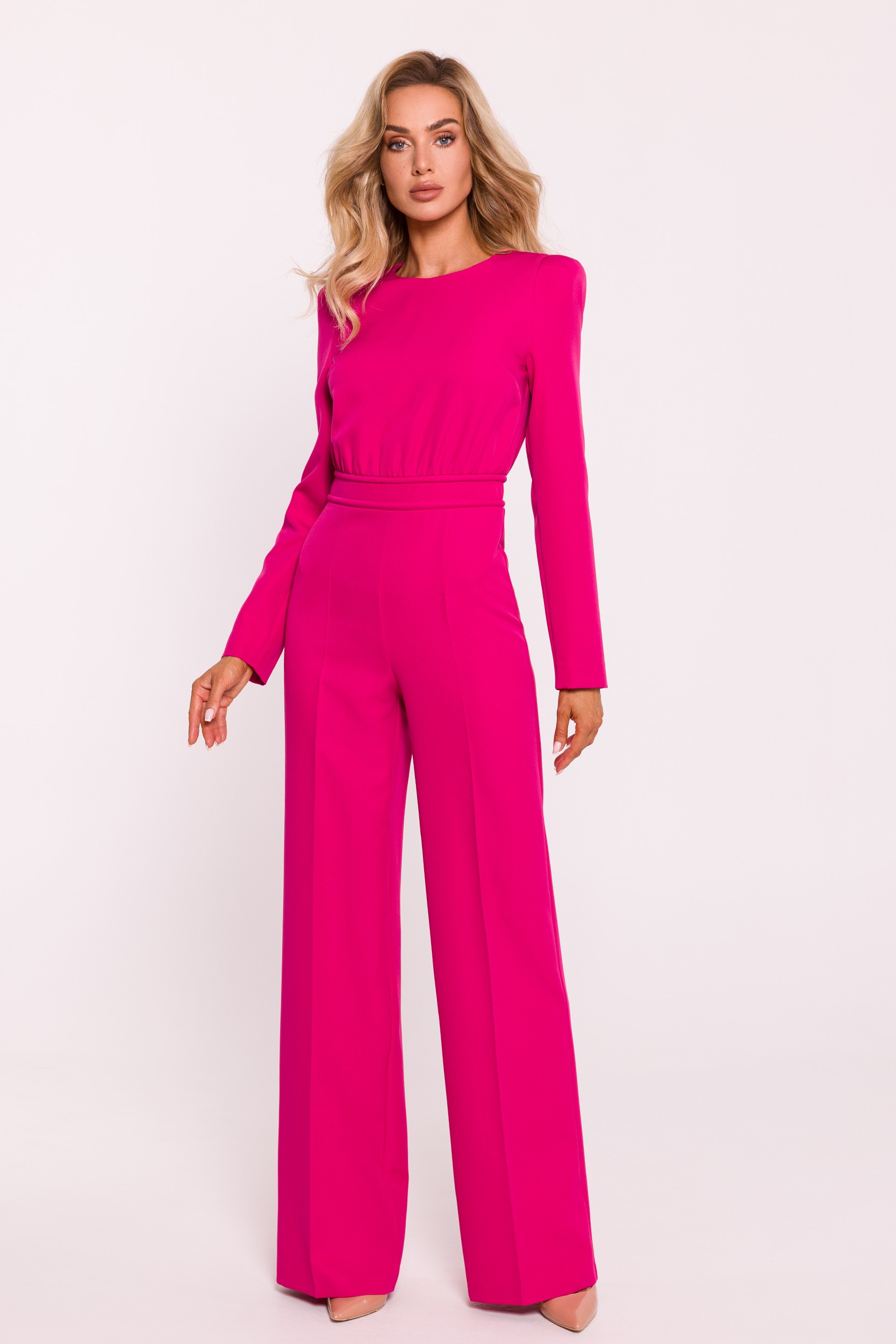 Made Of Emotion Woman's Padded shoulder jumpsuit - fuchsia