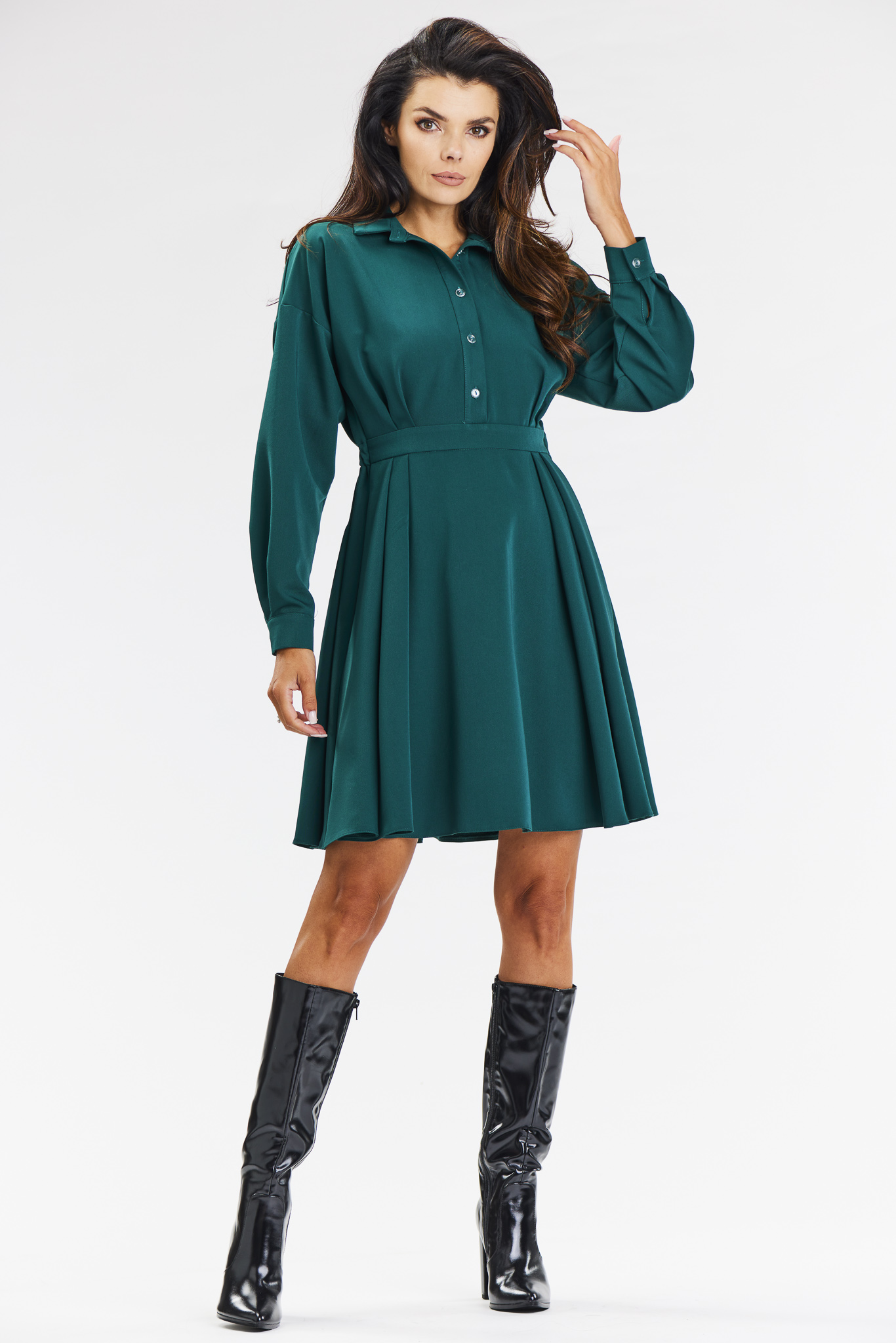 Awama Woman's Dress A668 Bottle Green