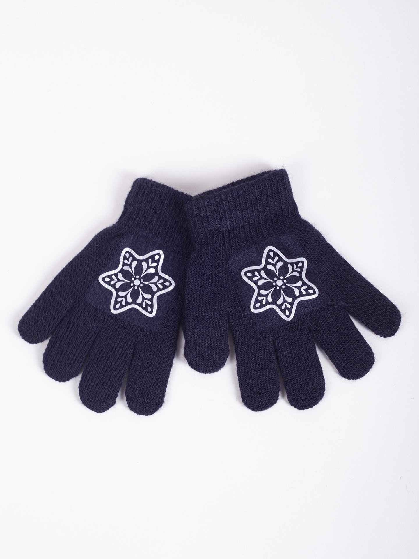 Levně Yoclub Kids's Girls' Five-Finger Gloves With Reflector RED-0237G-AA50-008 Navy Blue