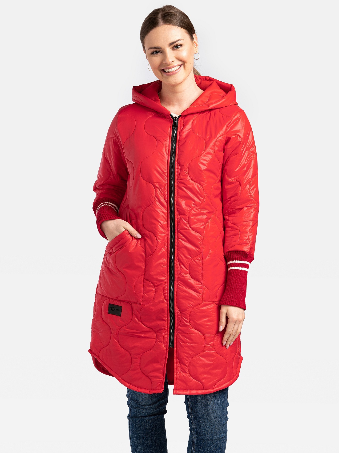 PERSO Woman's Women's transitional jacket with knitted cuffs