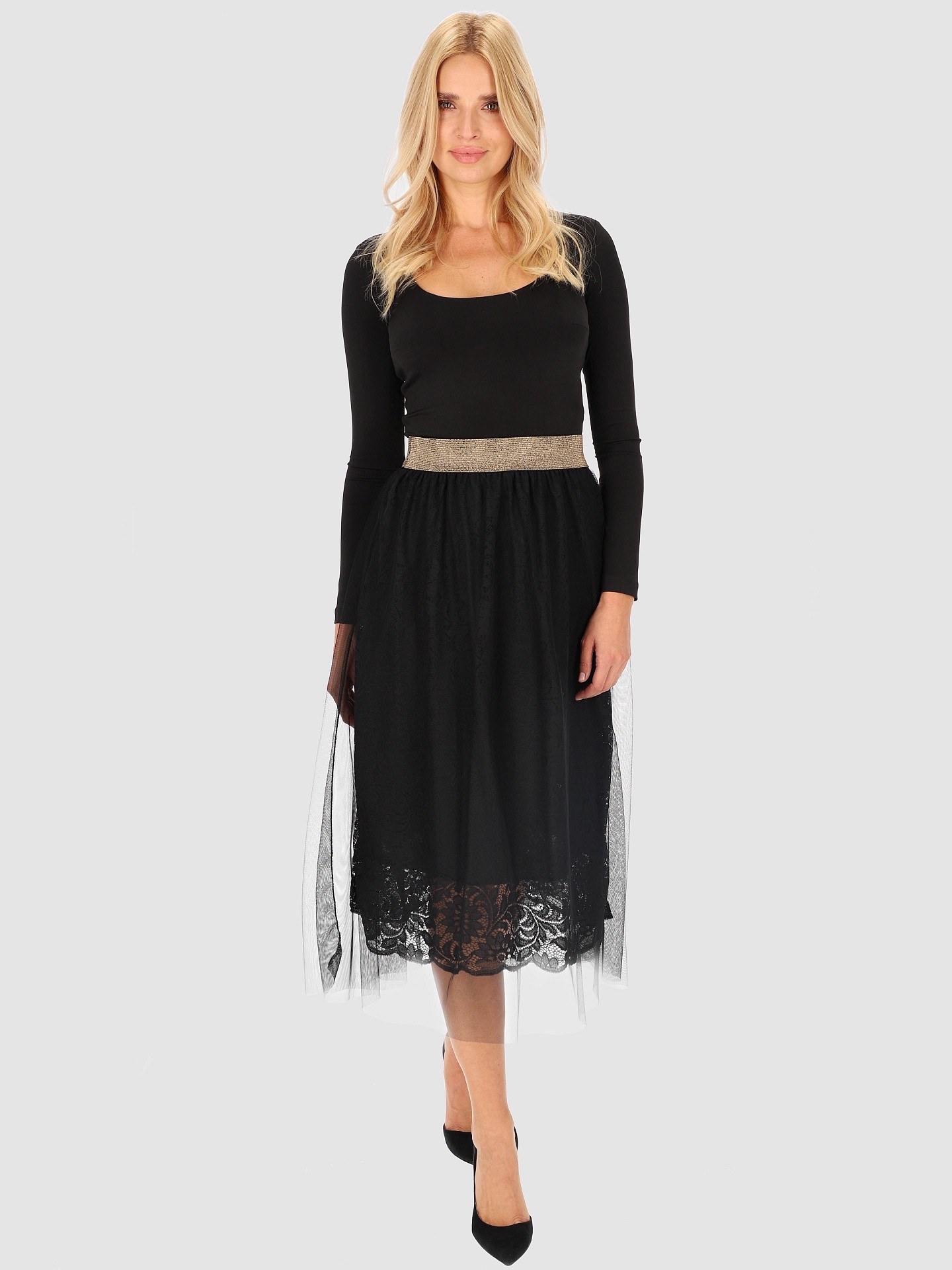 Дамска дантелена миди пола