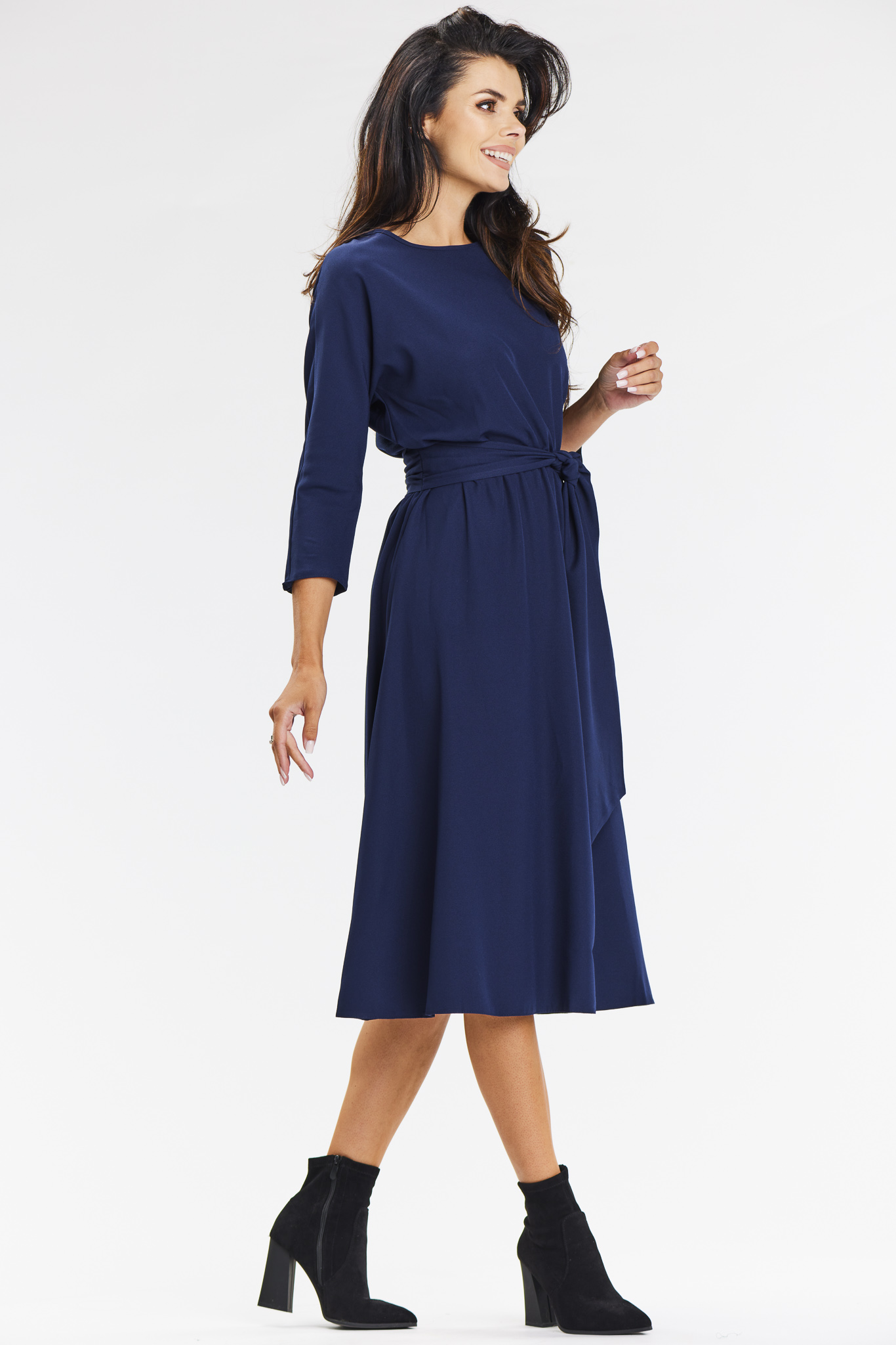 Awama Woman's Dress A662 Navy Blue