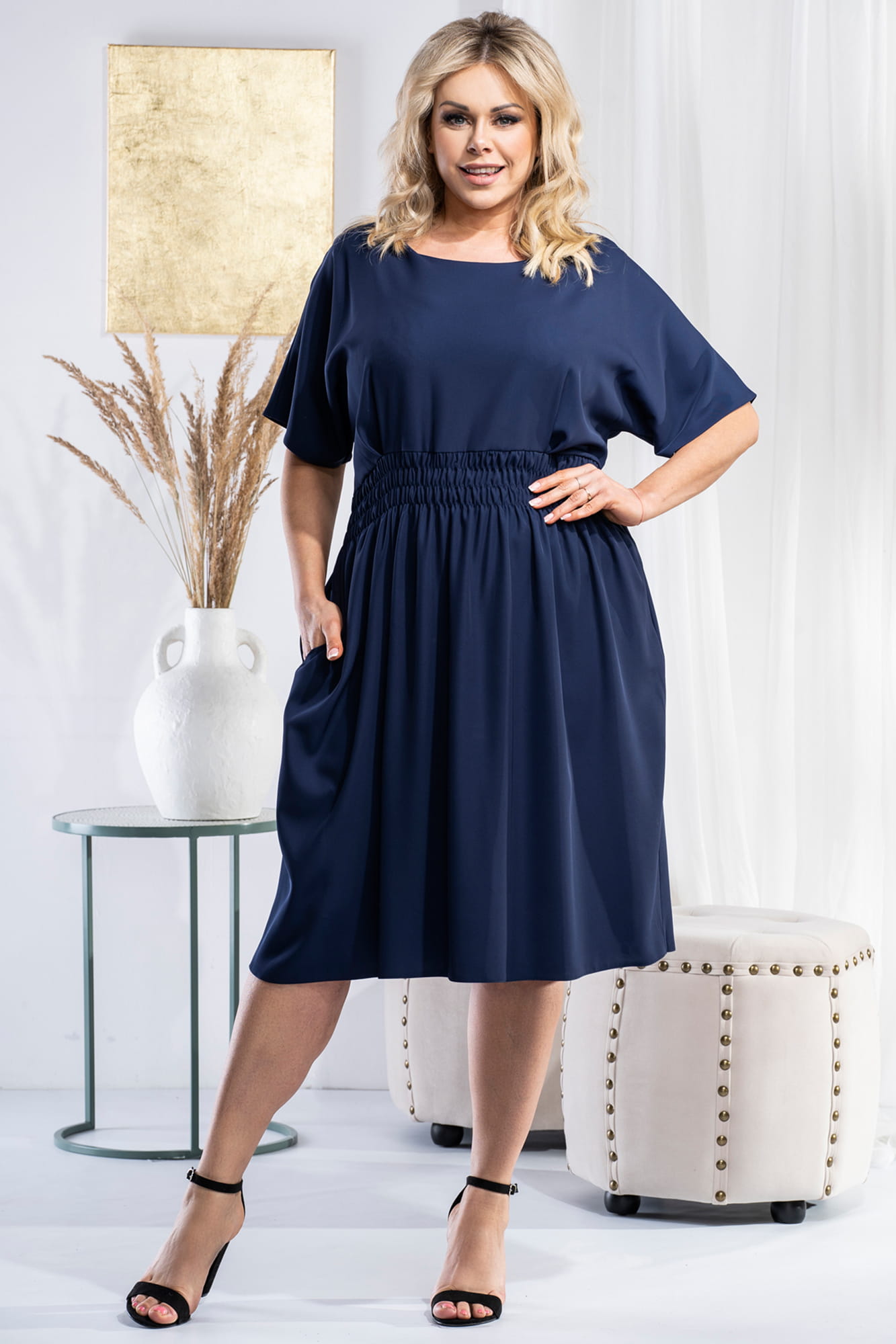 Karko Woman's Dress SC245 Navy Blue