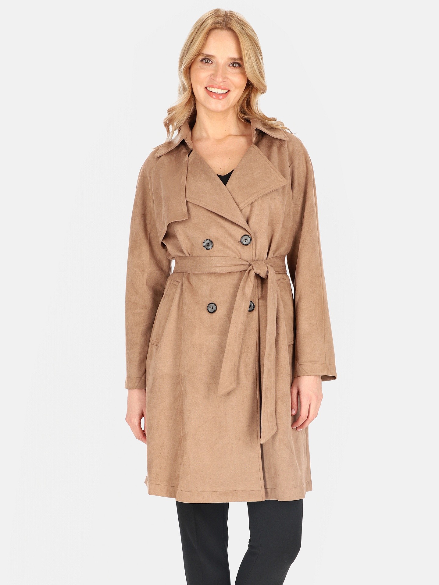 Дамски тренчкот PERSO от имитация на велур