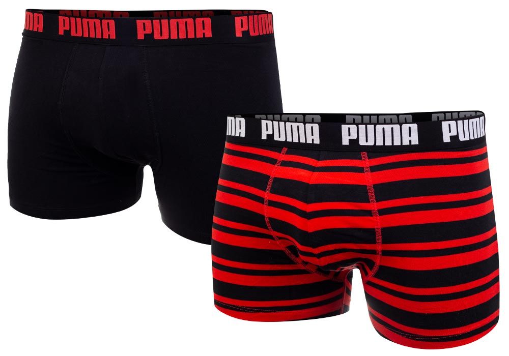 Levně Sada dvou pánských boxerek v červené a černé barvě Puma - Pánské