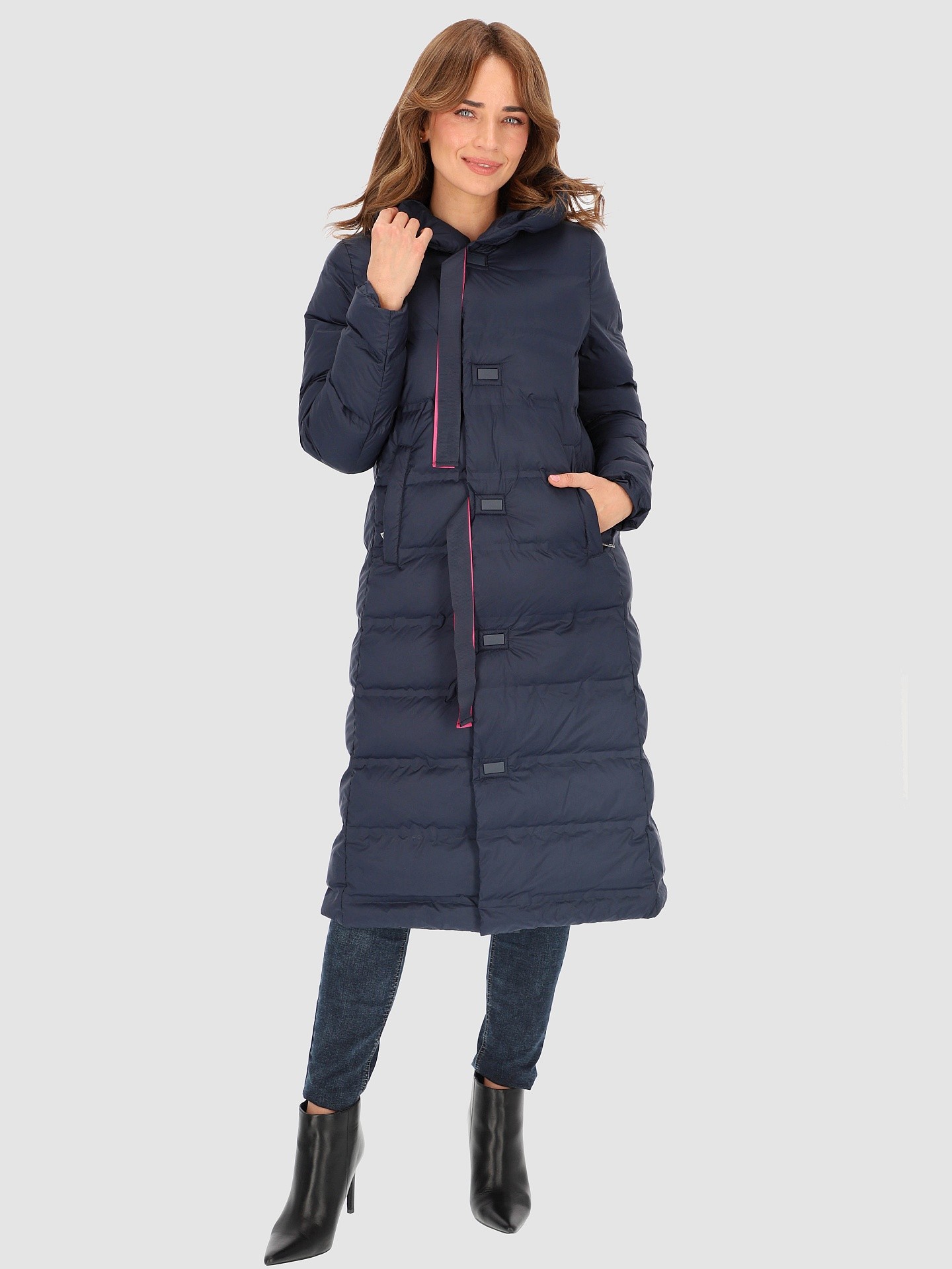 PERSO Woman's Long insulated women's coat with a hood