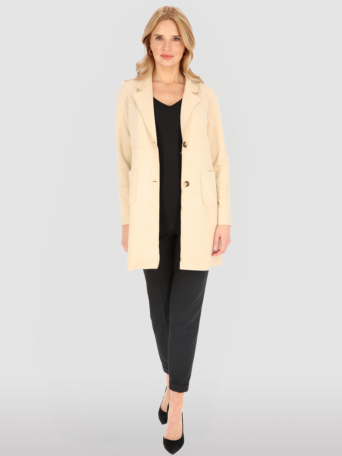 Dámsky kabát z imitácie semišu