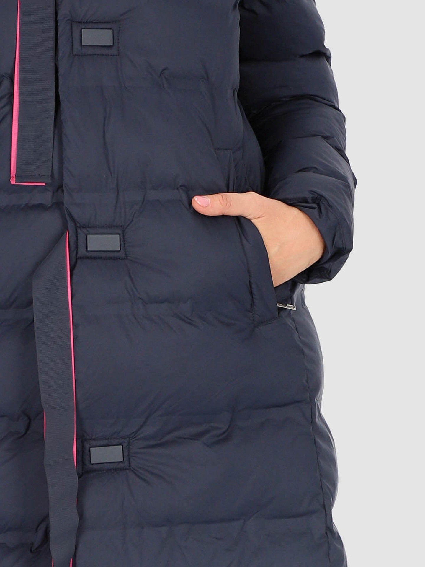PERSO Woman's Long insulated women's coat with a hood
