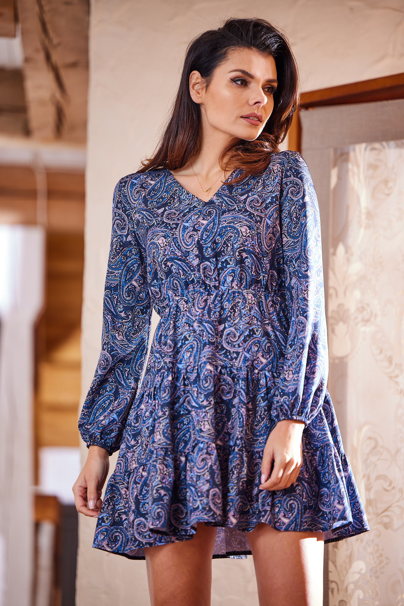 Awama Woman's Dress A470 Navy Blue