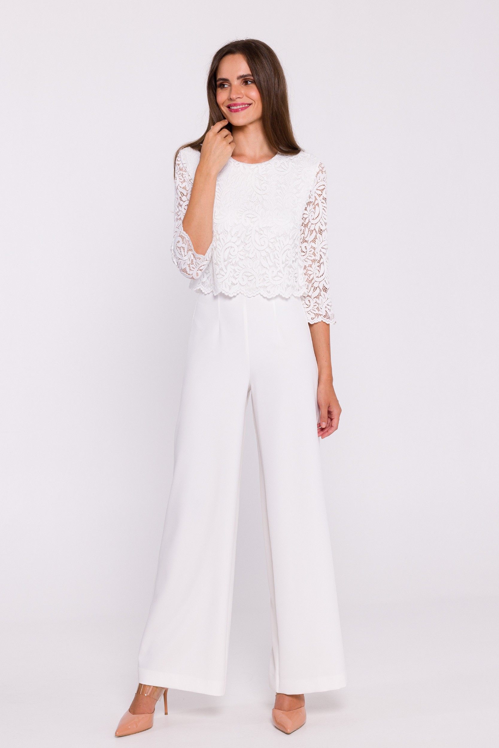 Stylove Woman's Lace detail jumpsuit - ecru