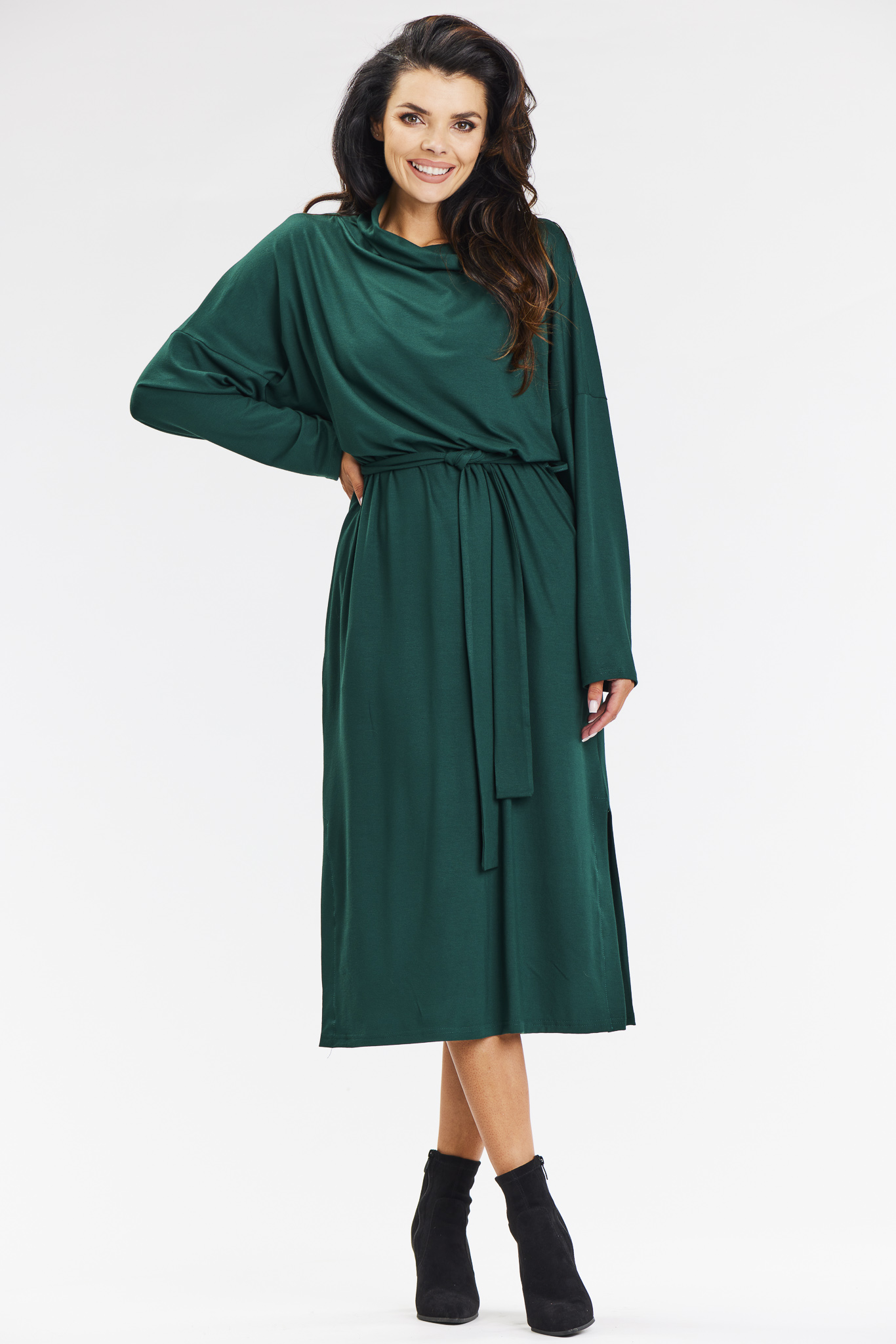 Awama Woman's Dress A671 Bottle Green