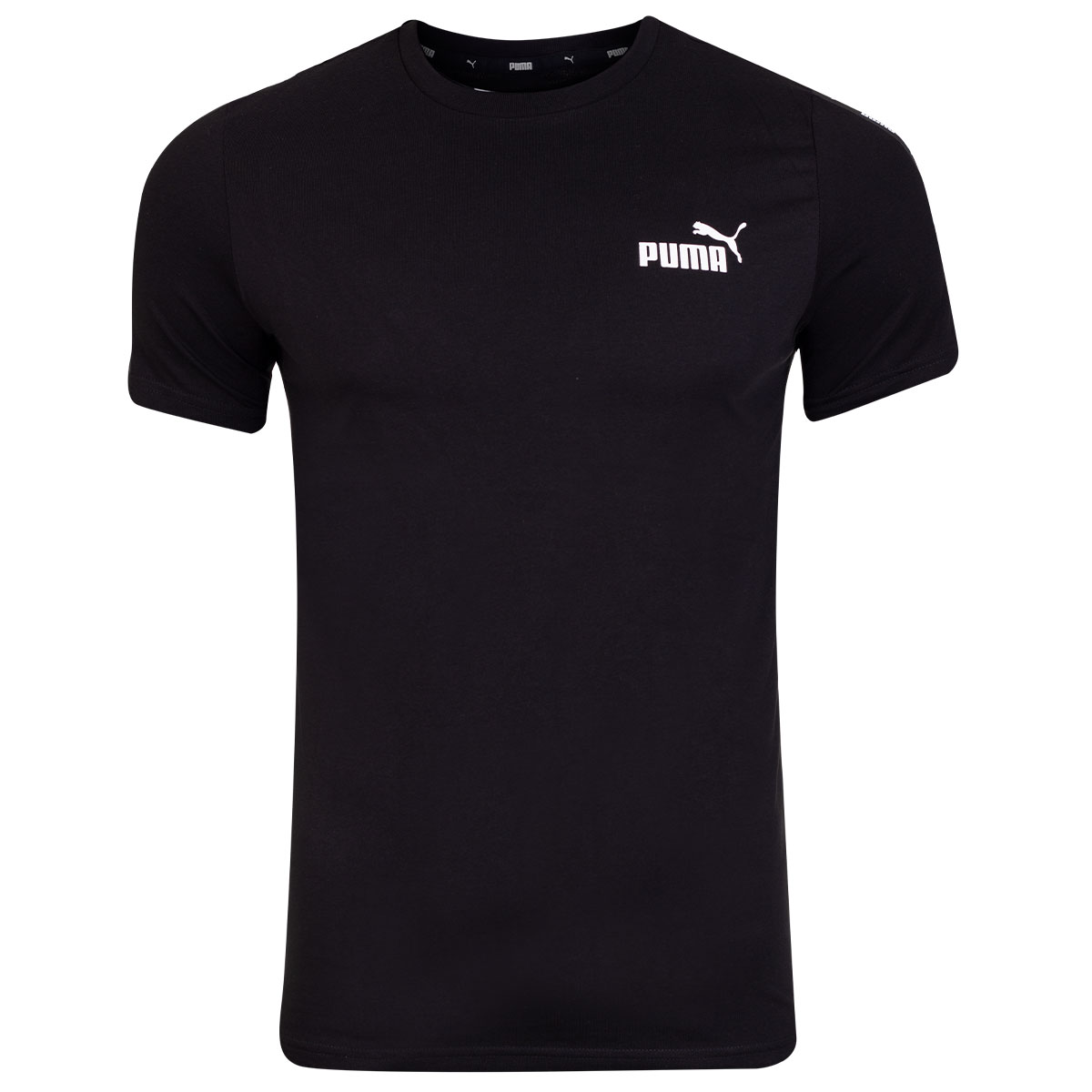 Levně Černé pánské vzorované tričko Puma Tape Tee - Pánské