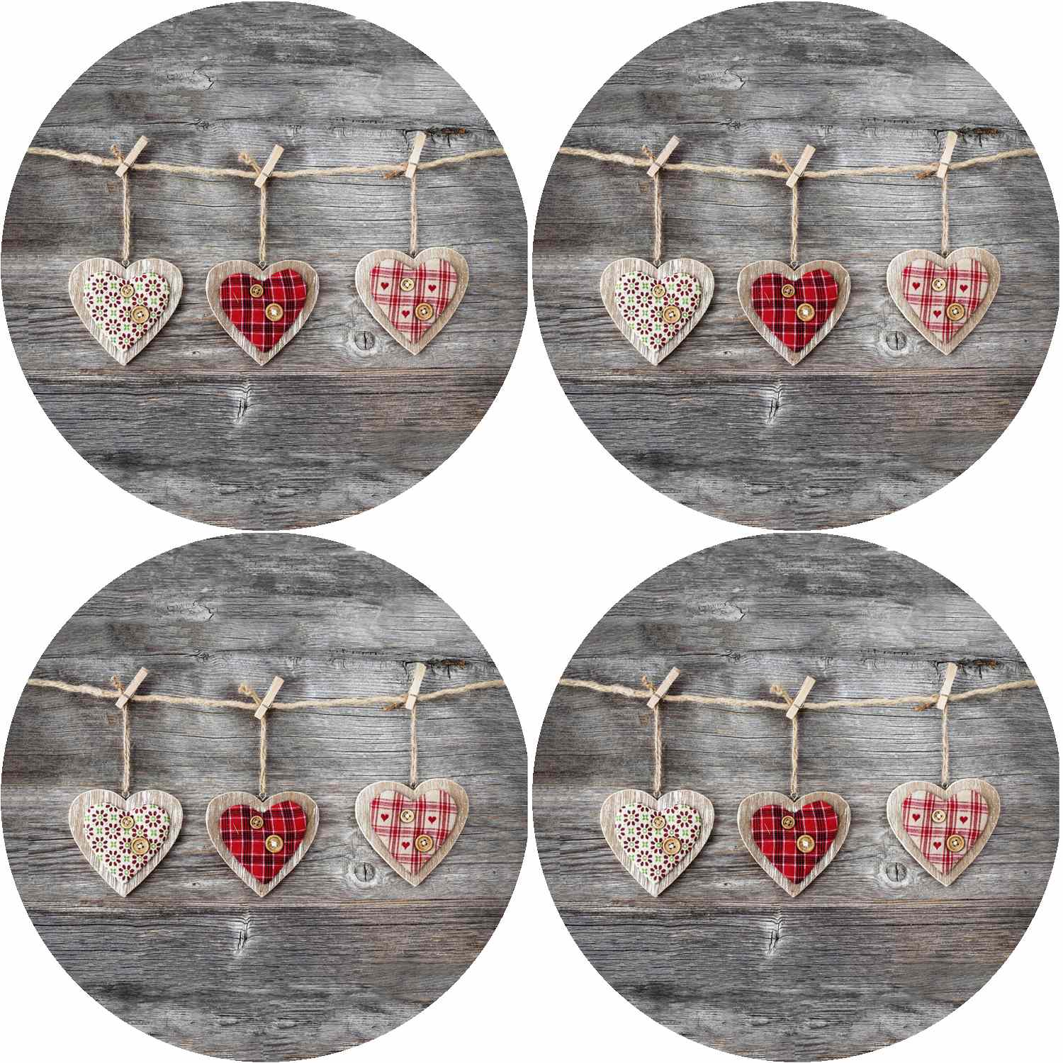 Bertoni Home Unisex's 4 Round Table Pads Set Hearts