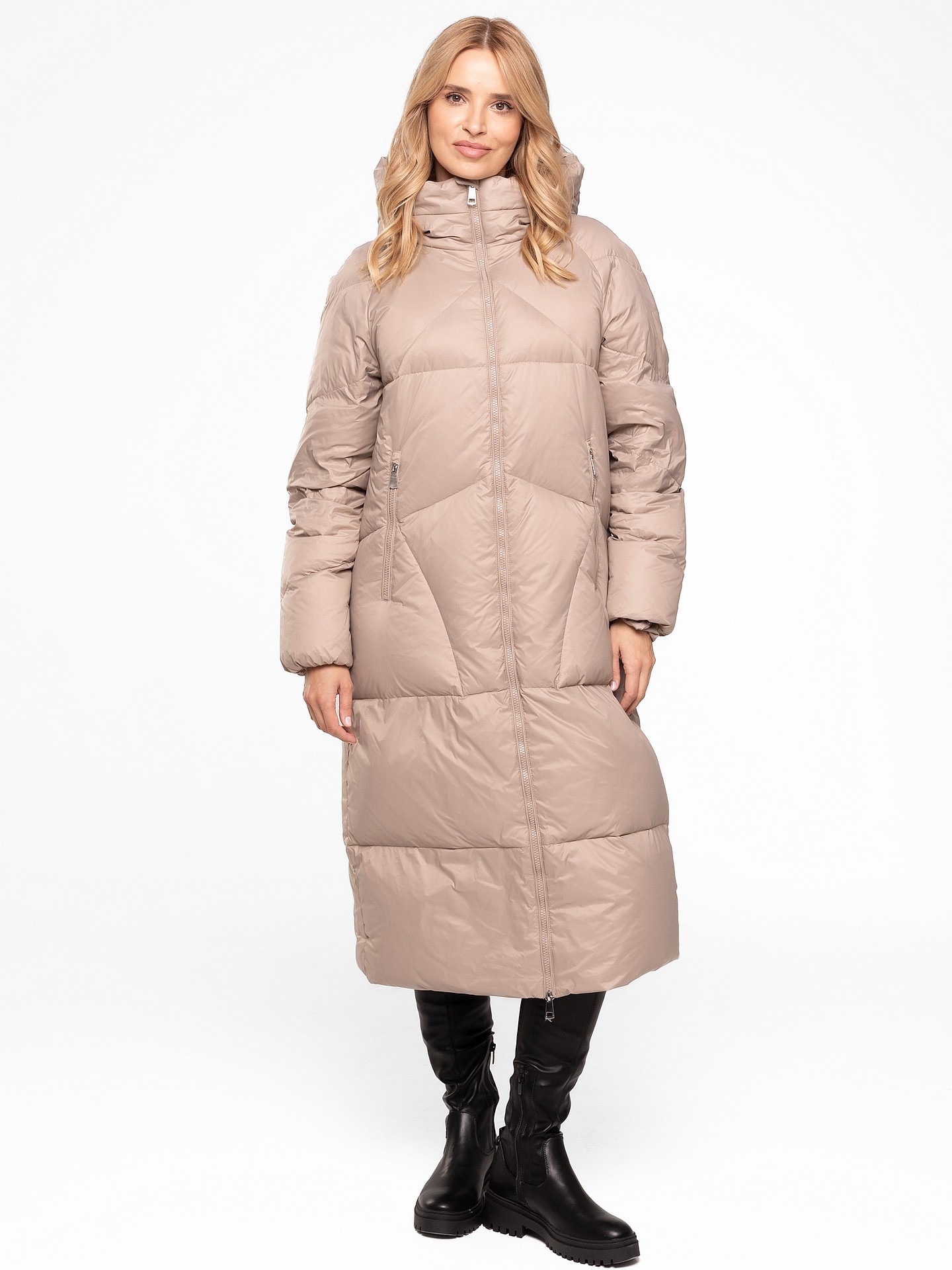 PERSO Дамско дълго яке с качулка