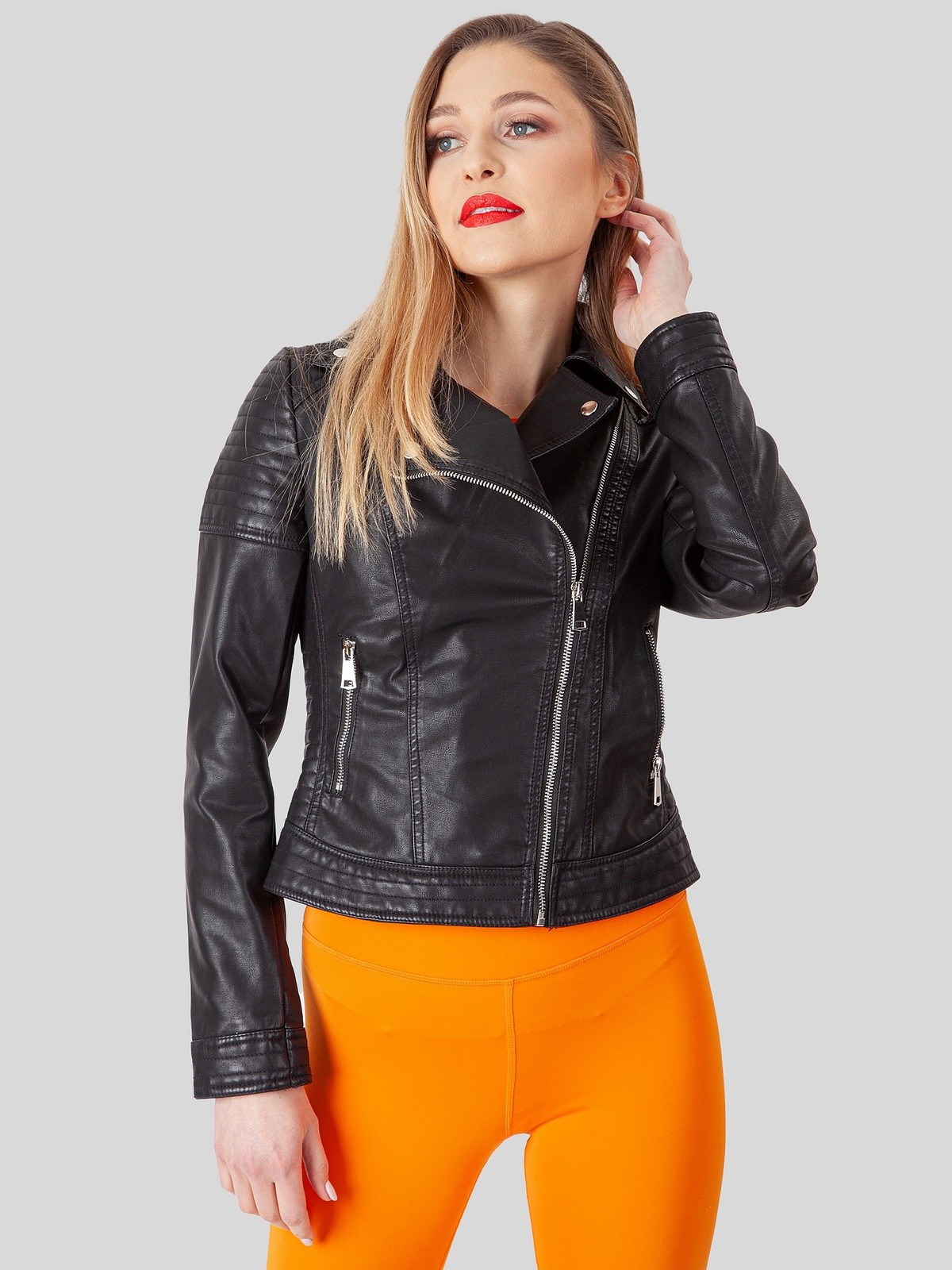 PERSO Woman's Women's short Ramones jacket made of eco-leather