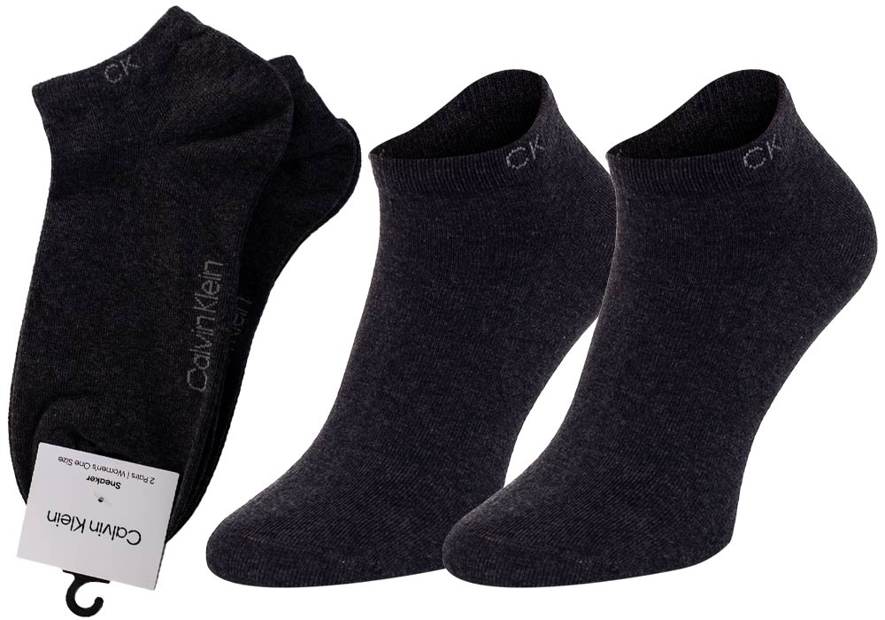 Levně Sada dvou párů dámských ponožek v tmavě šedé barvě Calvin Klein Un - Dámské