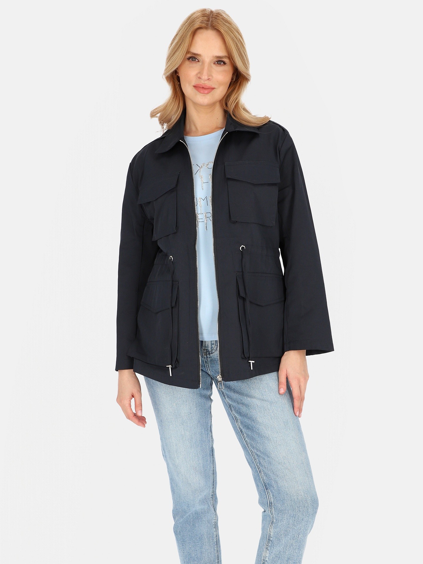 Дамско преходно яке с връзки на талията