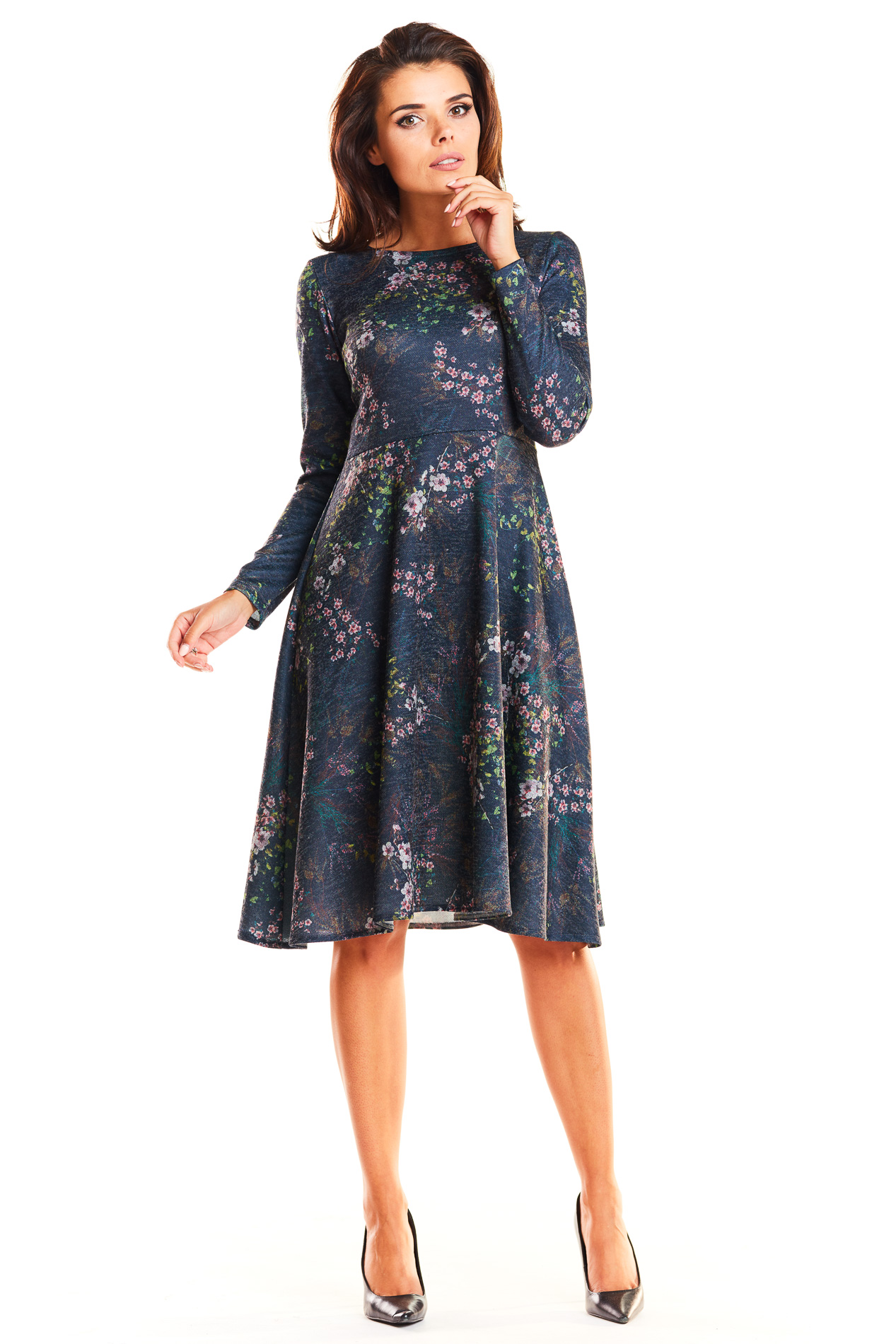 Awama Woman's Dress A250 Navy Blue